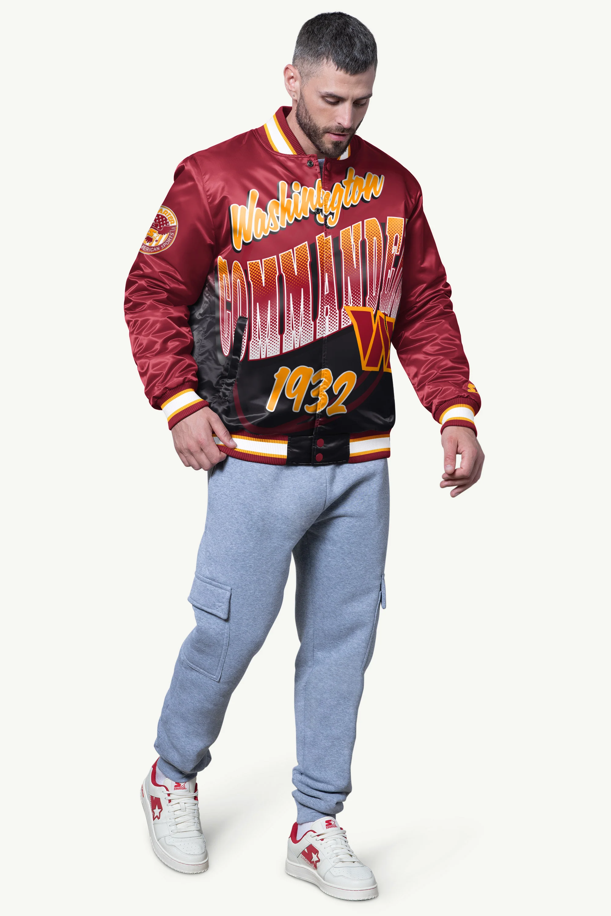 MENS WASHINGTON COMMANDERS PASS RUSH SATIN VARSITY JACKET - Image 3