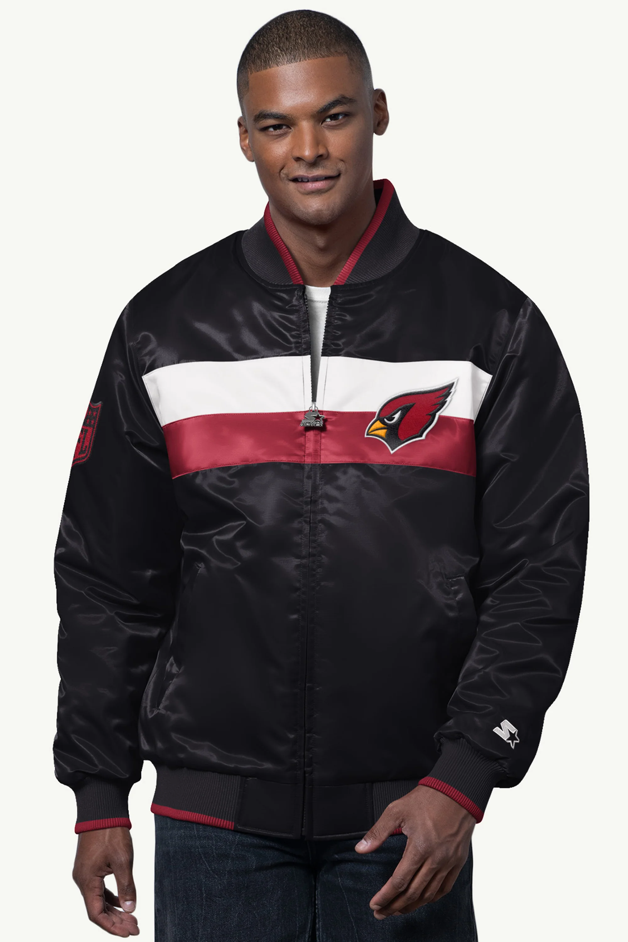 MENS ARIZONA CARDINALS AMBASSADOR SATIN VARSITY JACKET