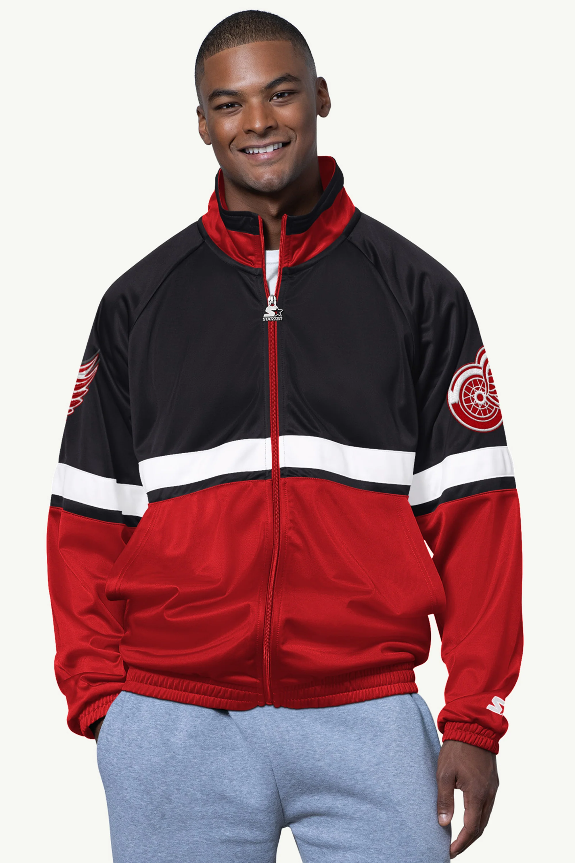 MENS DETROIT RED WINGS VETERAN TRACK JACKET