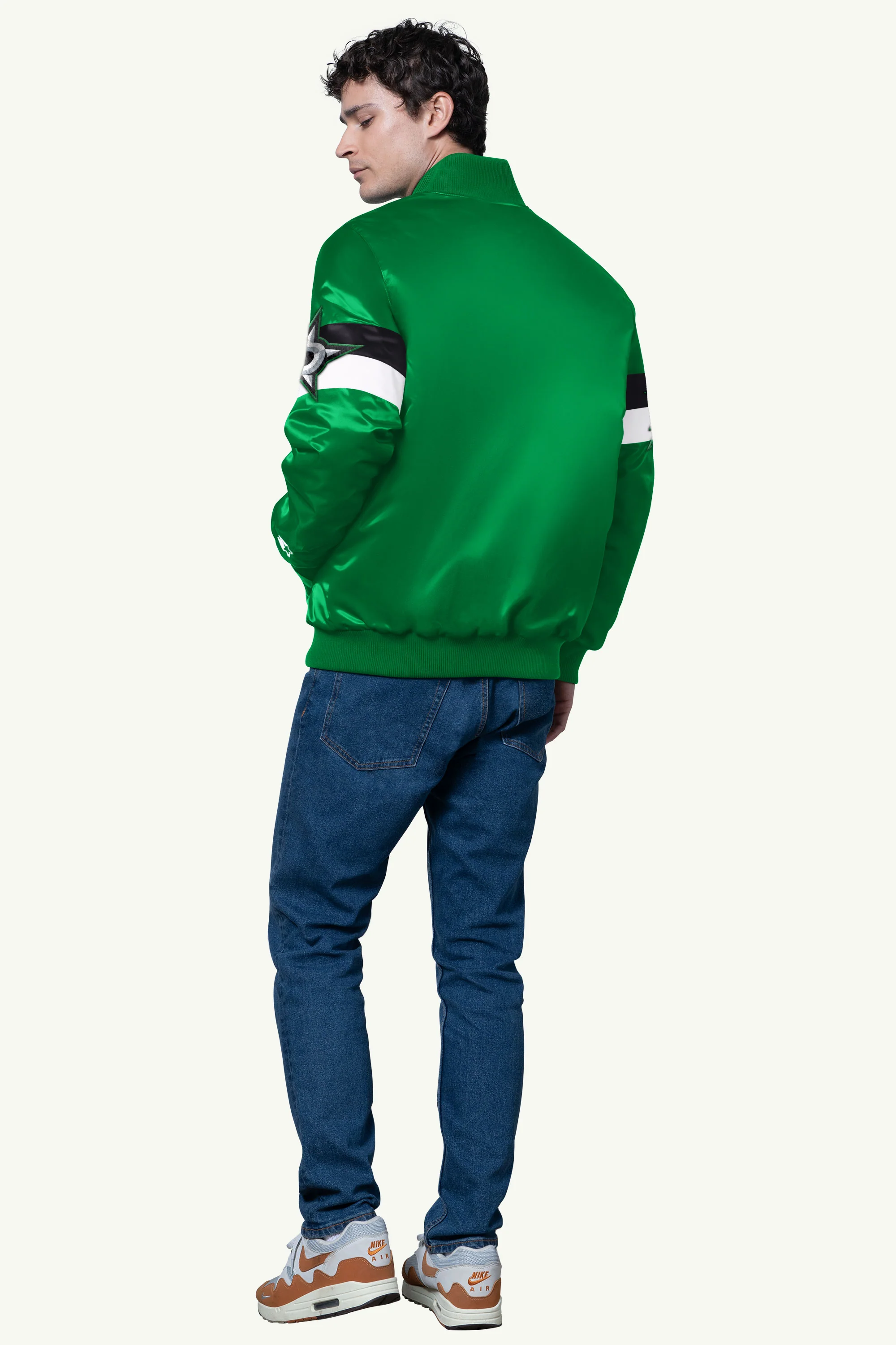 MENS DALLAS STARS TRIPLE OPTION SATIN VARSITY JACKET - Image 2