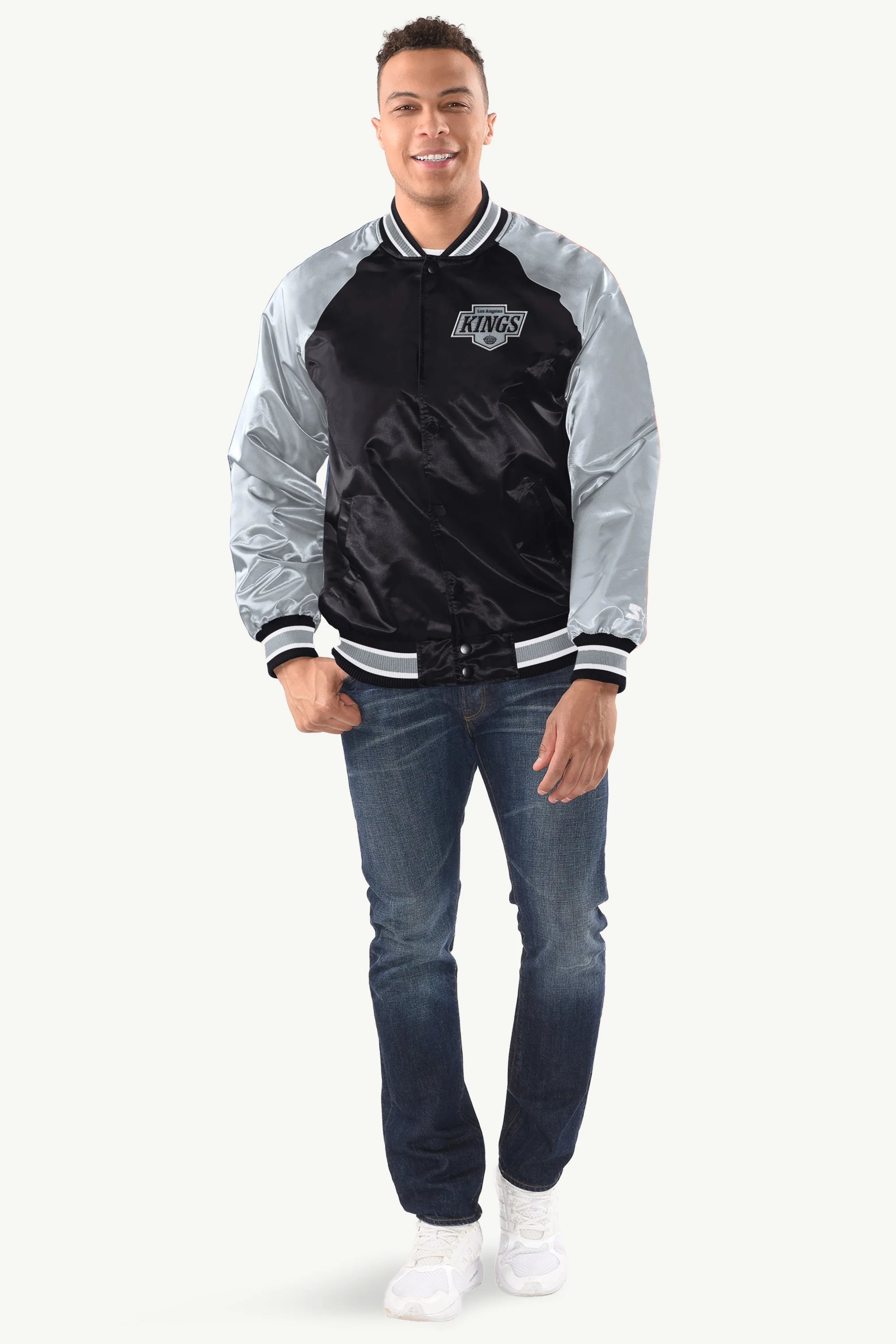 MENS LOS ANGELES KINGS INDUCTEE SATIN VARSITY JACKET - Image 3