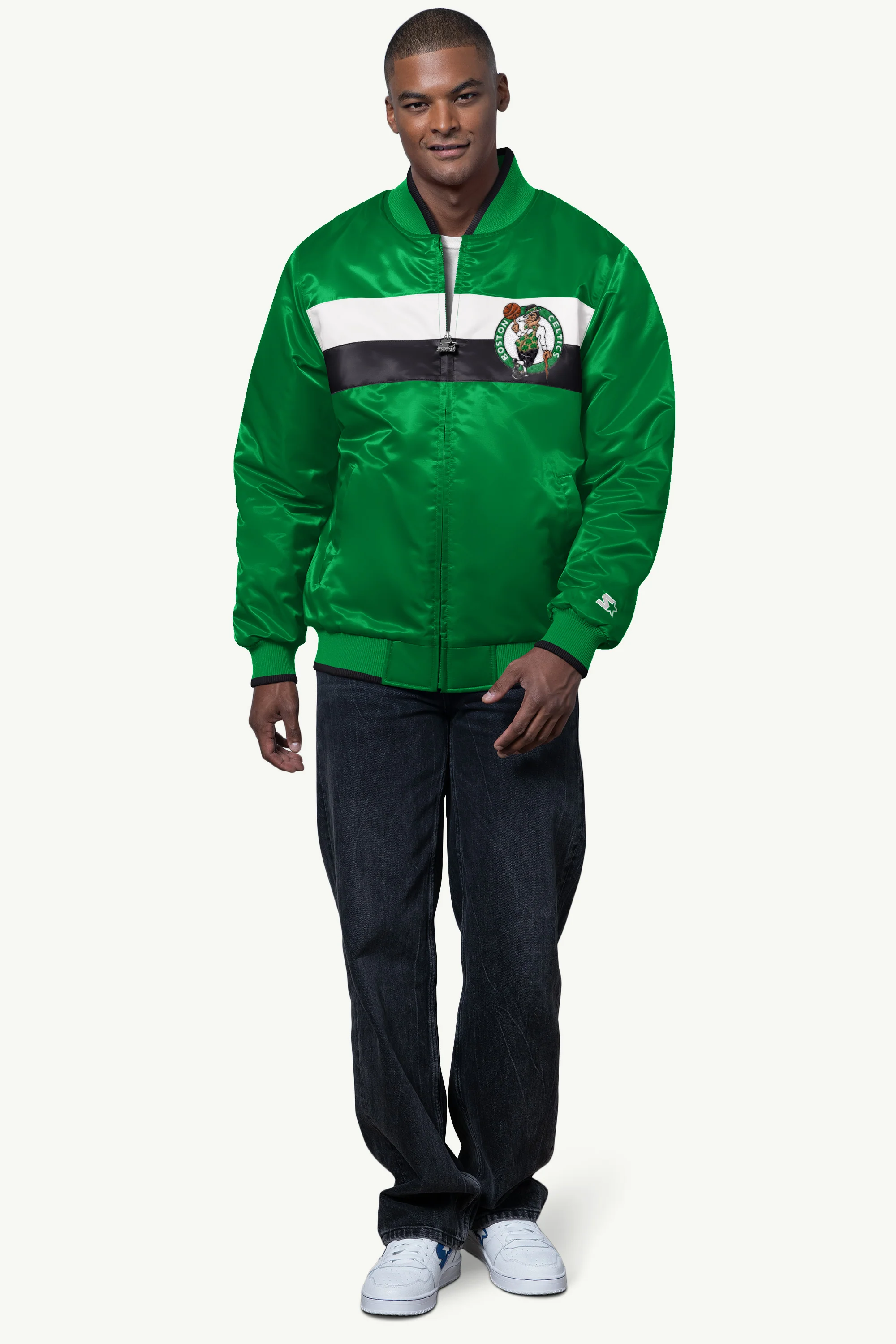 MENS BOSTON CELTICS AMBASSADOR SATIN VARSITY JACKET - Image 3