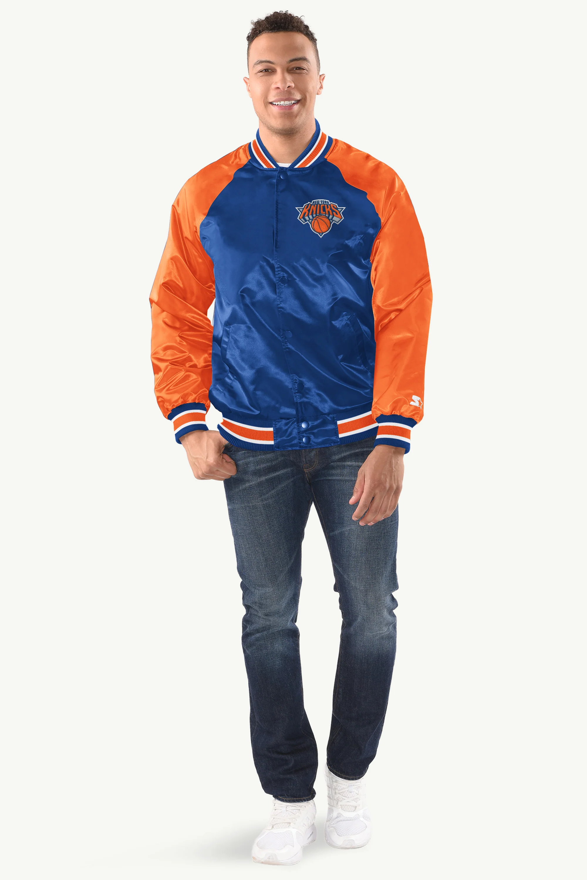 MENS NEW YORK KNICKS INDUCTEE SATIN VARSITY JACKET - Image 3