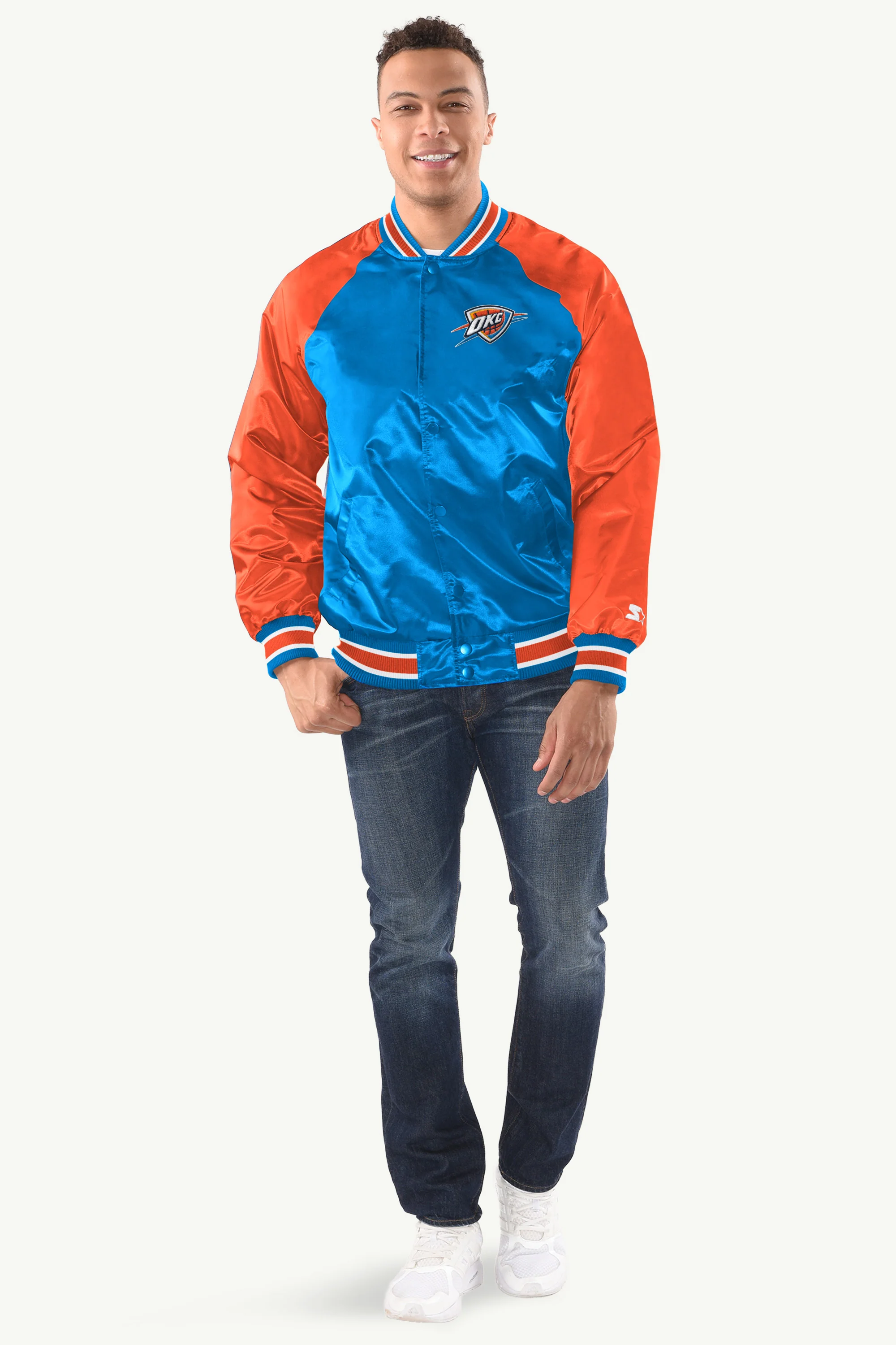 MENS OKLAHOMA CITY THUNDER INDUCTEE SATIN VARSITY JACKET - Image 3