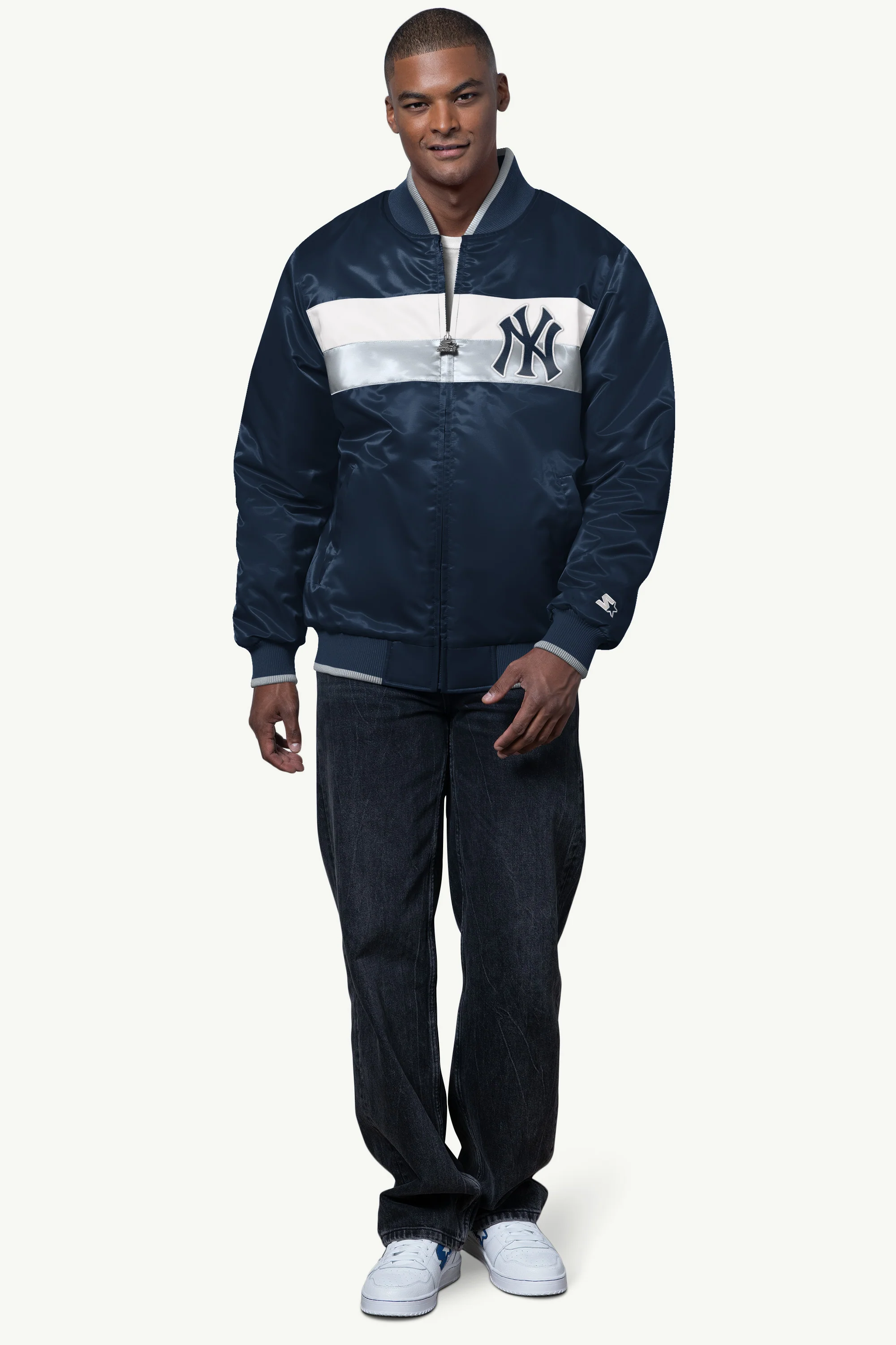 MENS NEW YORK YANKEES AMBASSADOR SATIN VARSITY JACKET - Image 3
