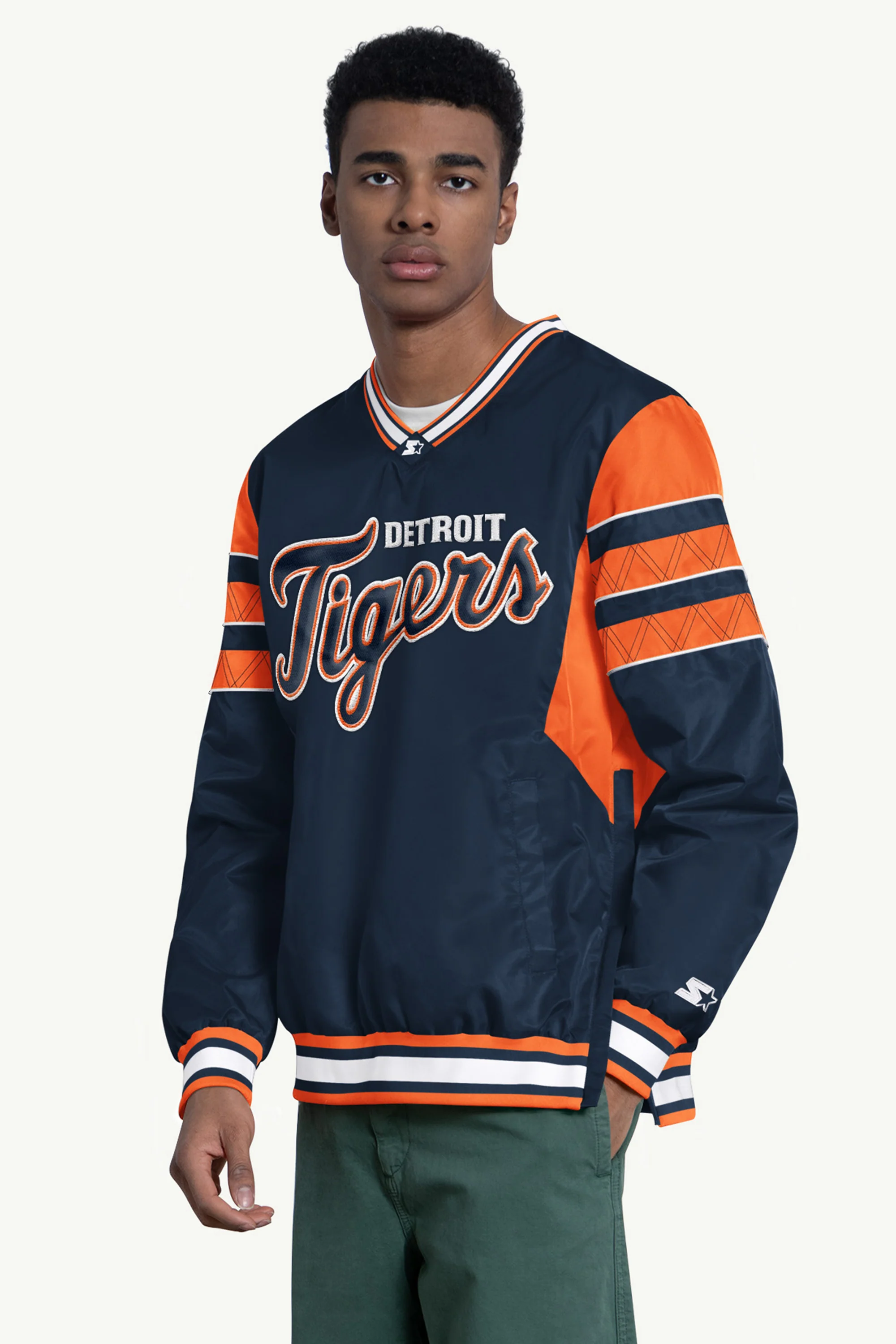 MENS DETRIOT TIGERS ENFORCER V-NECK PULLOVER JACKET