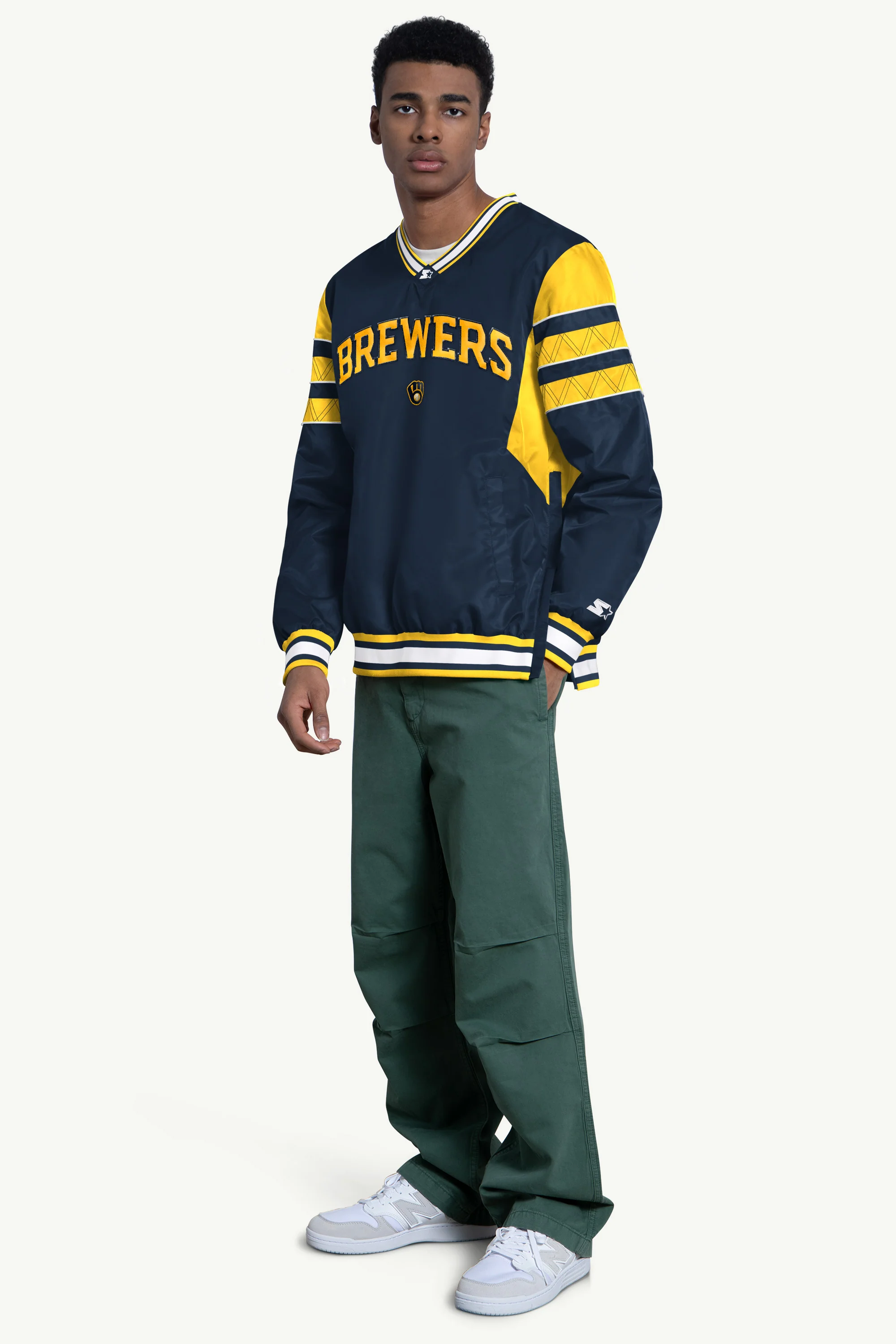 MENS MILWAUKEE BREWERS ENFORCER V-NECK PULLOVER JACKET - Image 3
