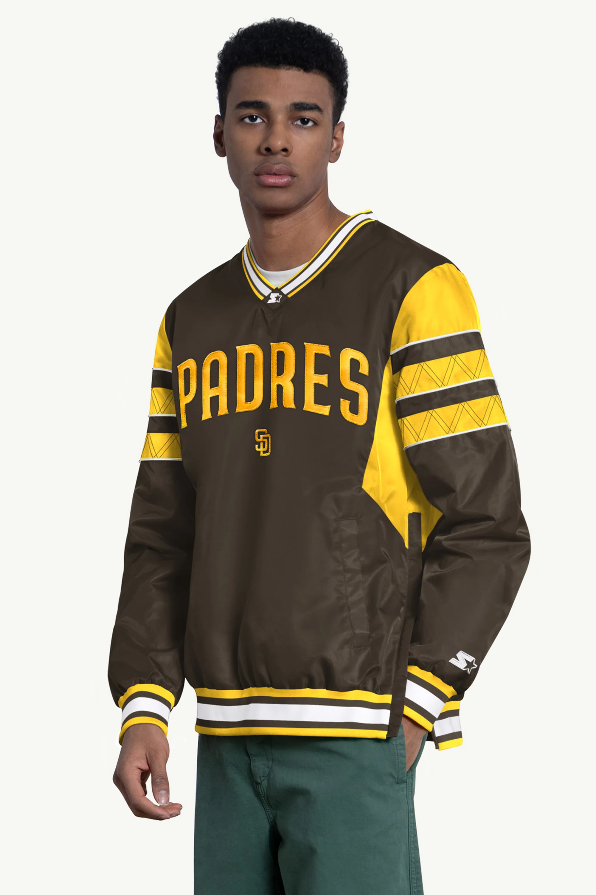 MENS SAN DIEGO PADRES ENFORCER V-NECK PULLOVER JACKET
