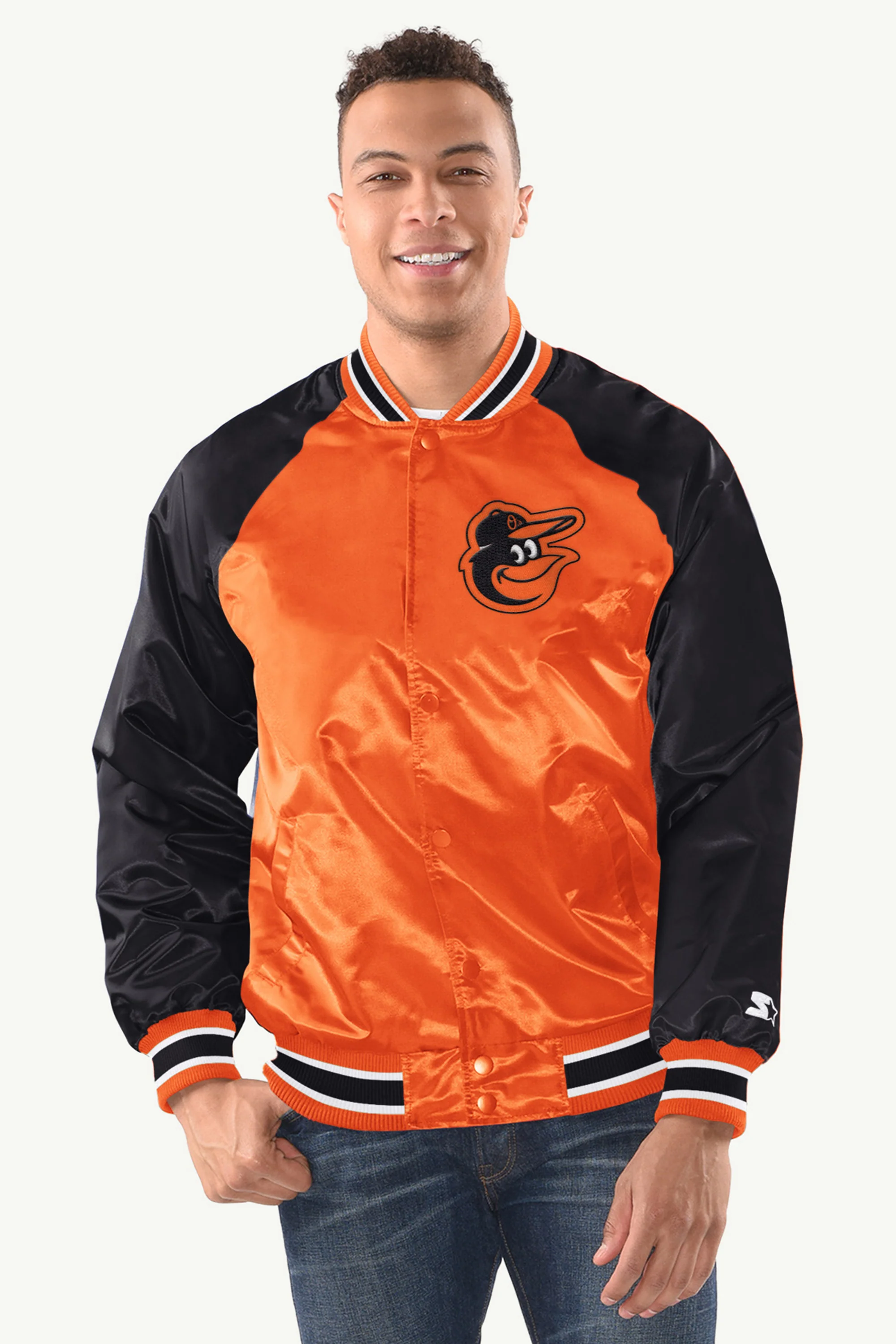 MENS BALTIMORE ORIOLES INDUCTEE SATIN VARSITY JACKET