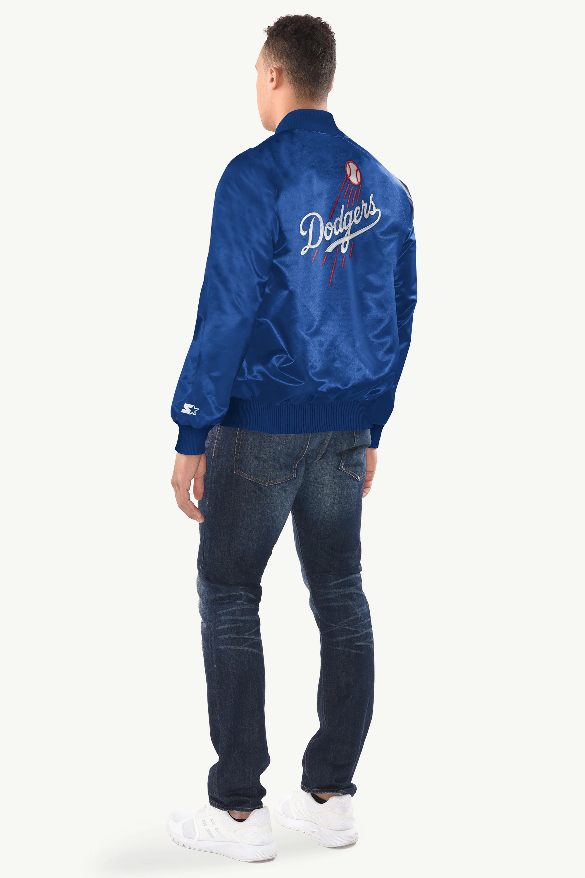 MENS LOS ANGELES DODGERS INDUCTEE SATIN VARSITY JACKET - Image 3