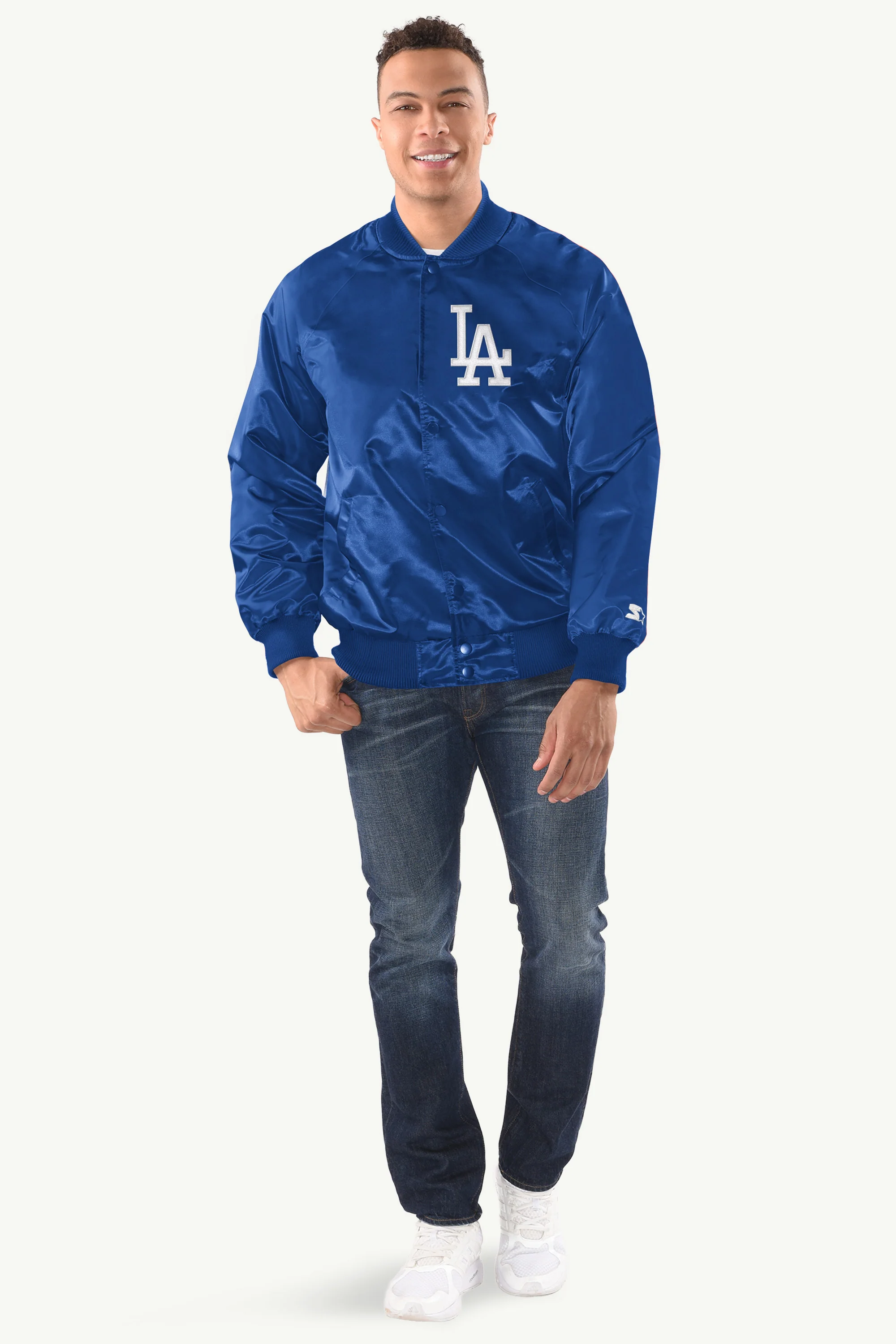 MENS LOS ANGELES DODGERS INDUCTEE SATIN VARSITY JACKET - Image 4