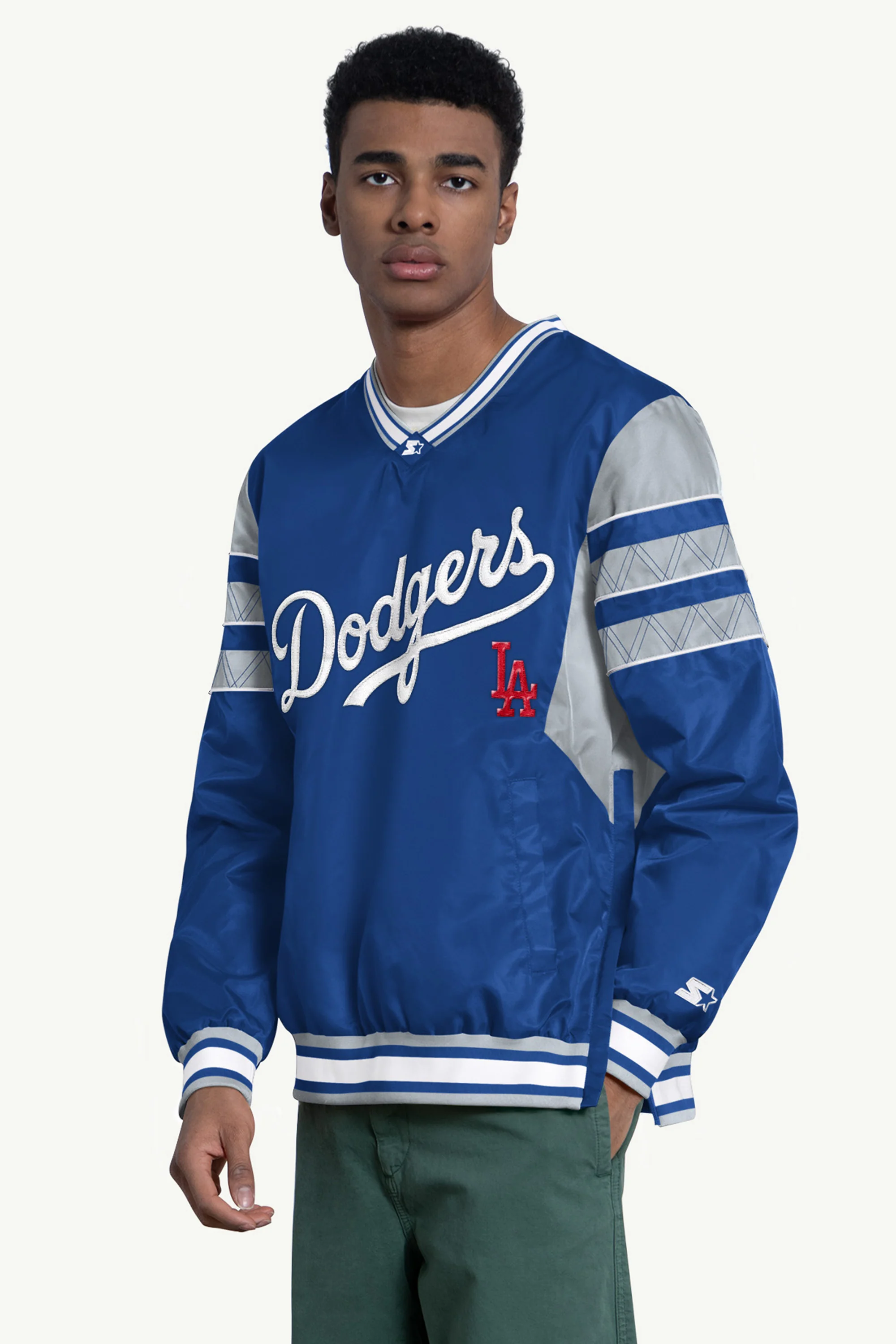 MENS LOS ANGELES DODGERS ENFORCER V-NECK PULLOVER JACKET