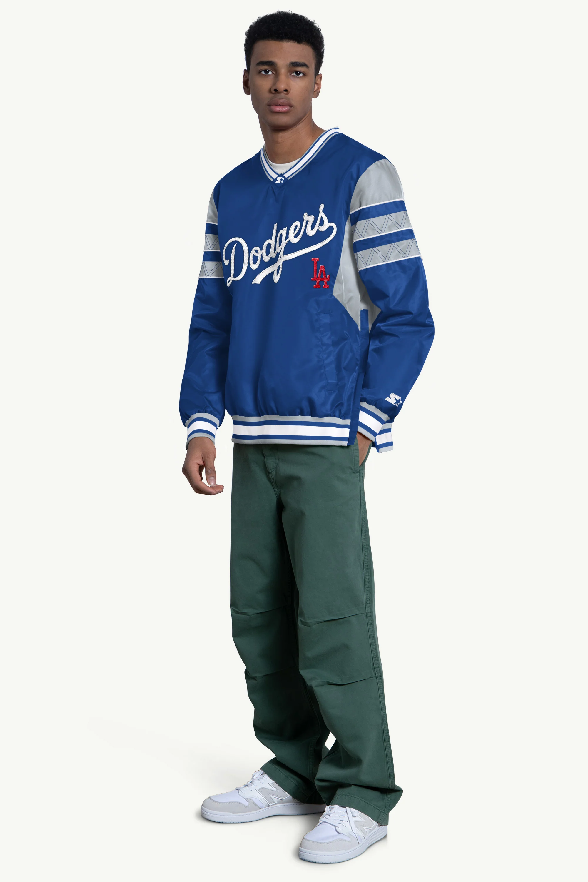 MENS LOS ANGELES DODGERS ENFORCER V-NECK PULLOVER JACKET - Image 3