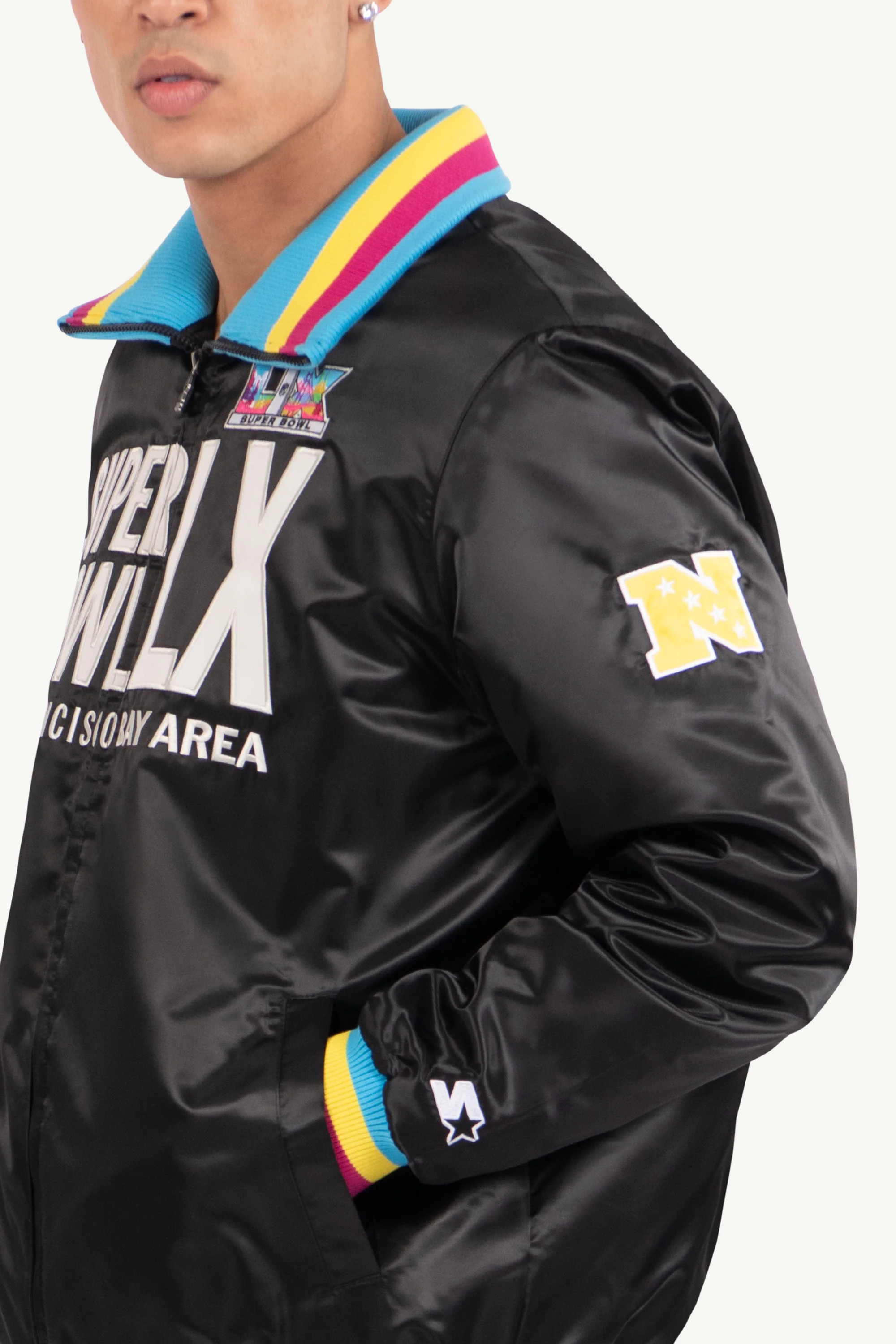 MENS SUPER BOWL LX SATIN VARSITY JACKET - Image 4