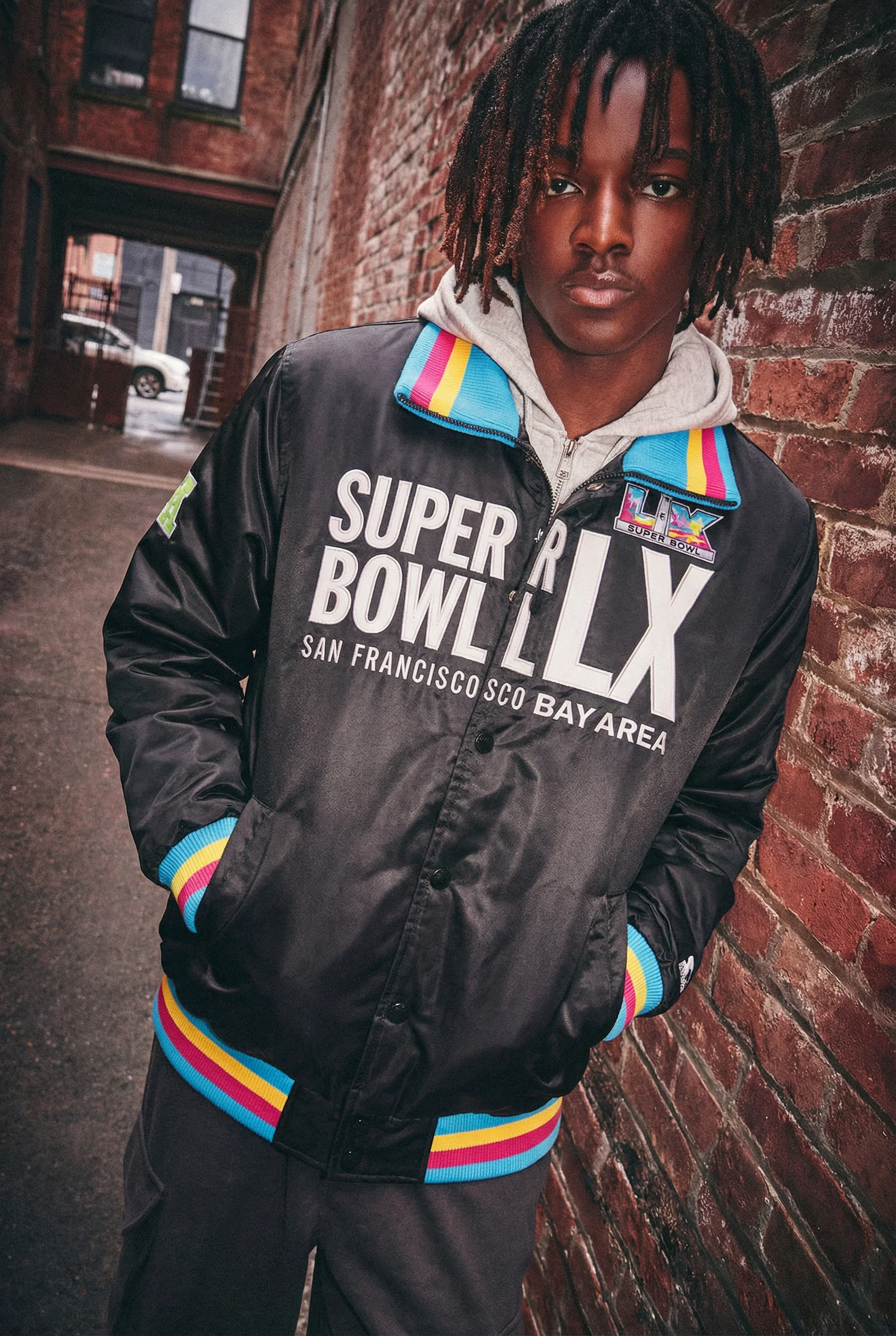 MENS SUPER BOWL LX SATIN VARSITY JACKET - Image 6