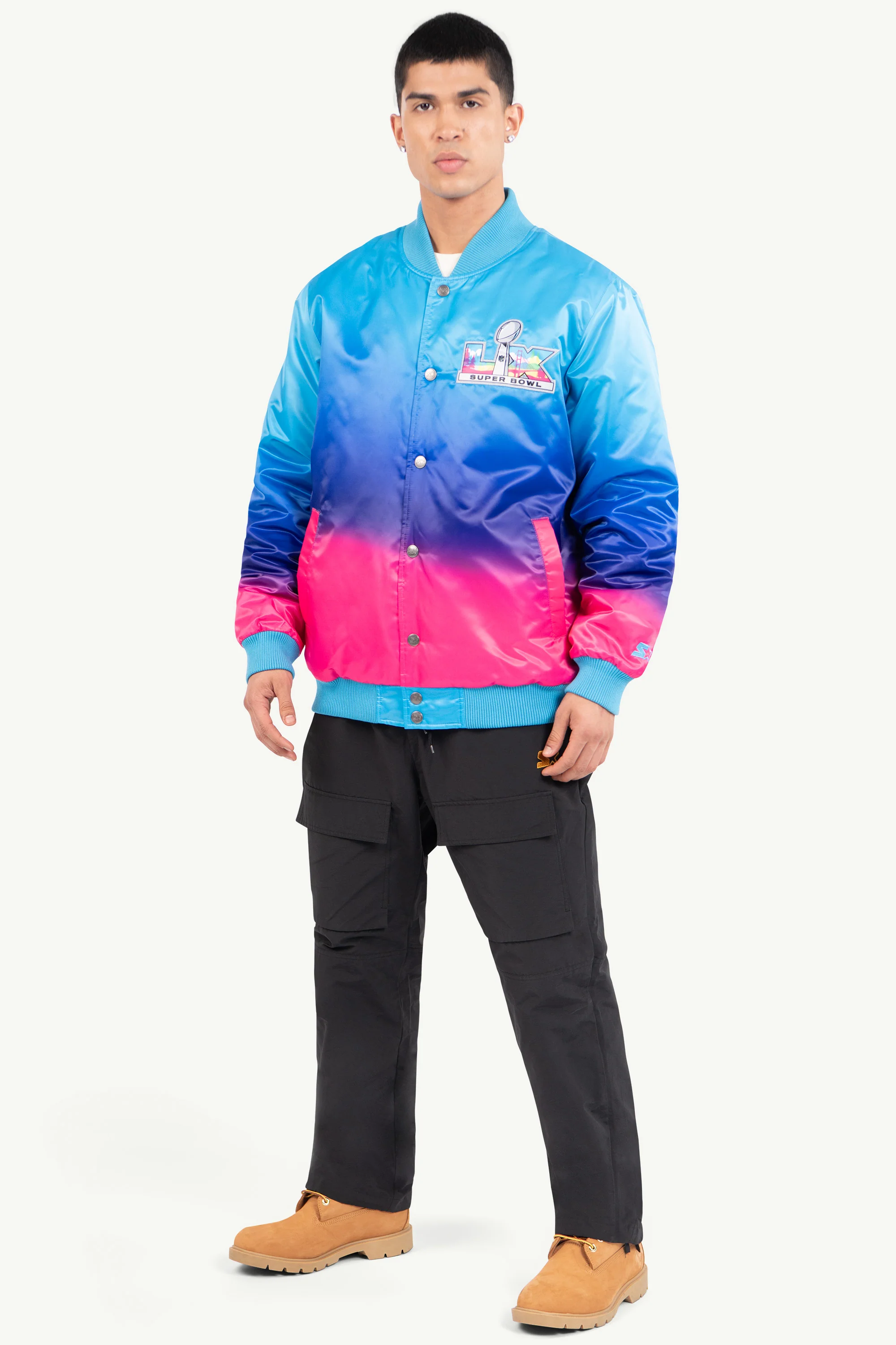 MENS SUPER BOWL LX SATIN VARSITY JACKET - Image 3