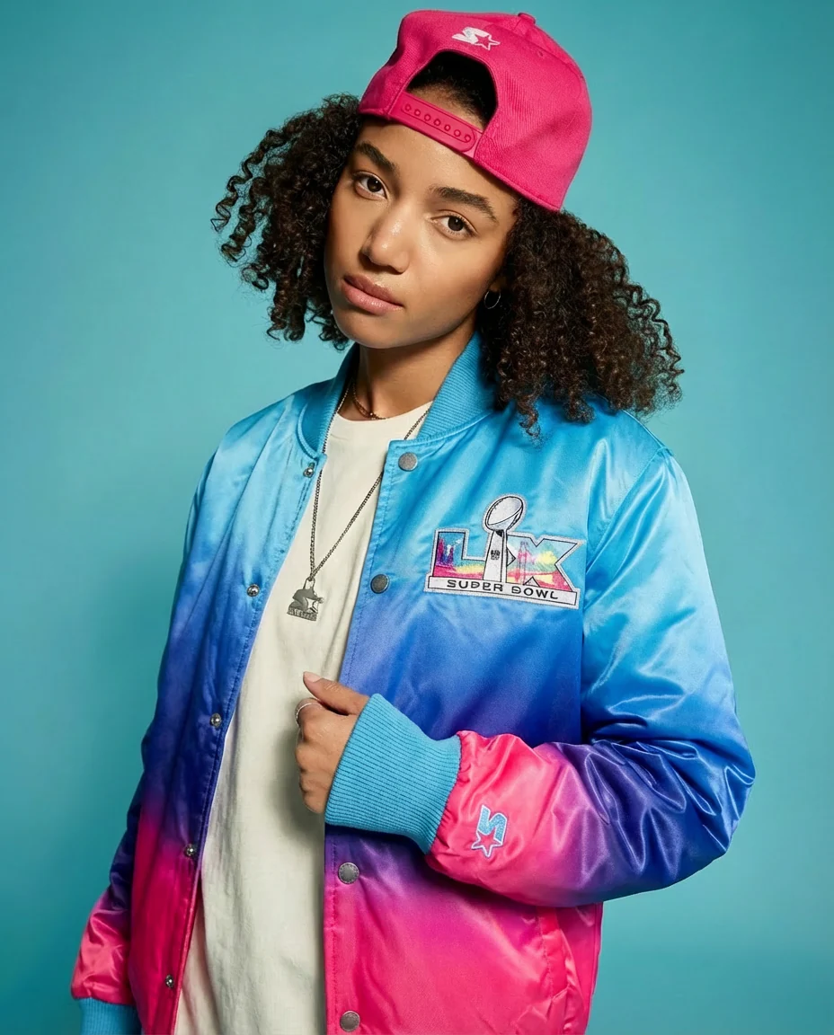 MENS SUPER BOWL LX SATIN VARSITY JACKET - Image 4