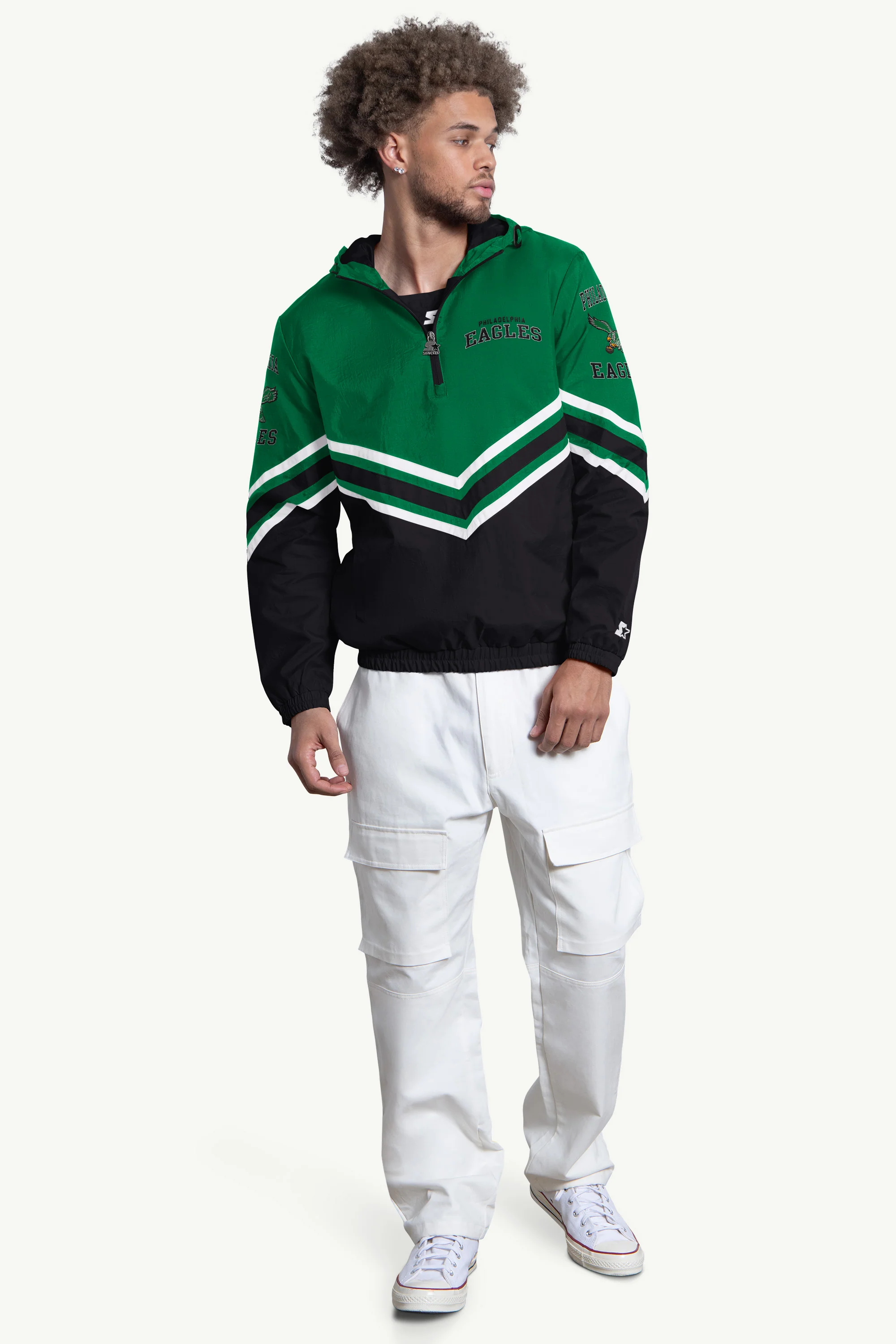 MENS PHILADELPHIA EAGLES FAIR PLAY HALF ZIP HOODED PULLOVER - Image 3
