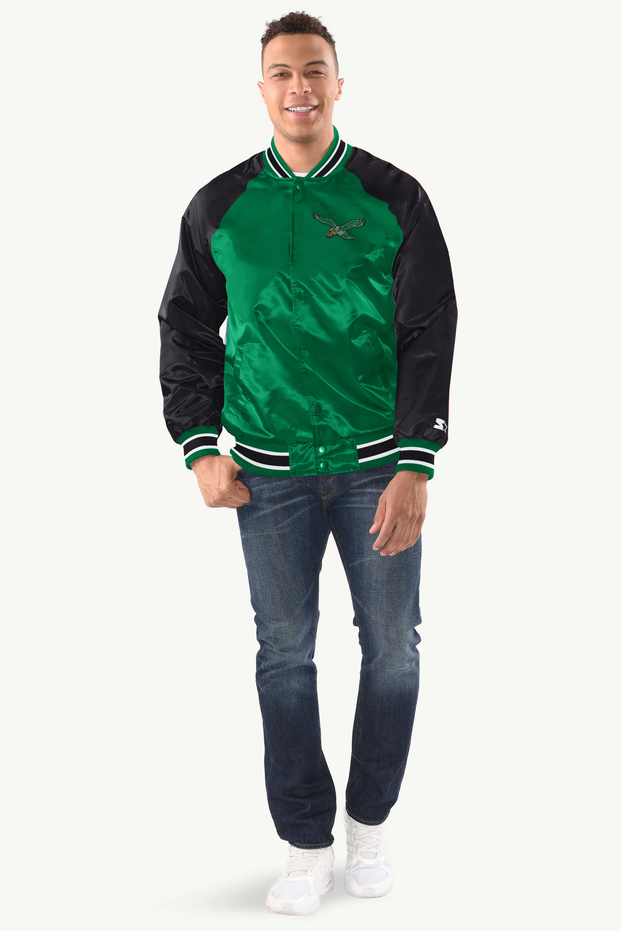 MENS PHILADELPHIA EAGLES INDUCTEE SATIN VARSITY JACKET - Image 3