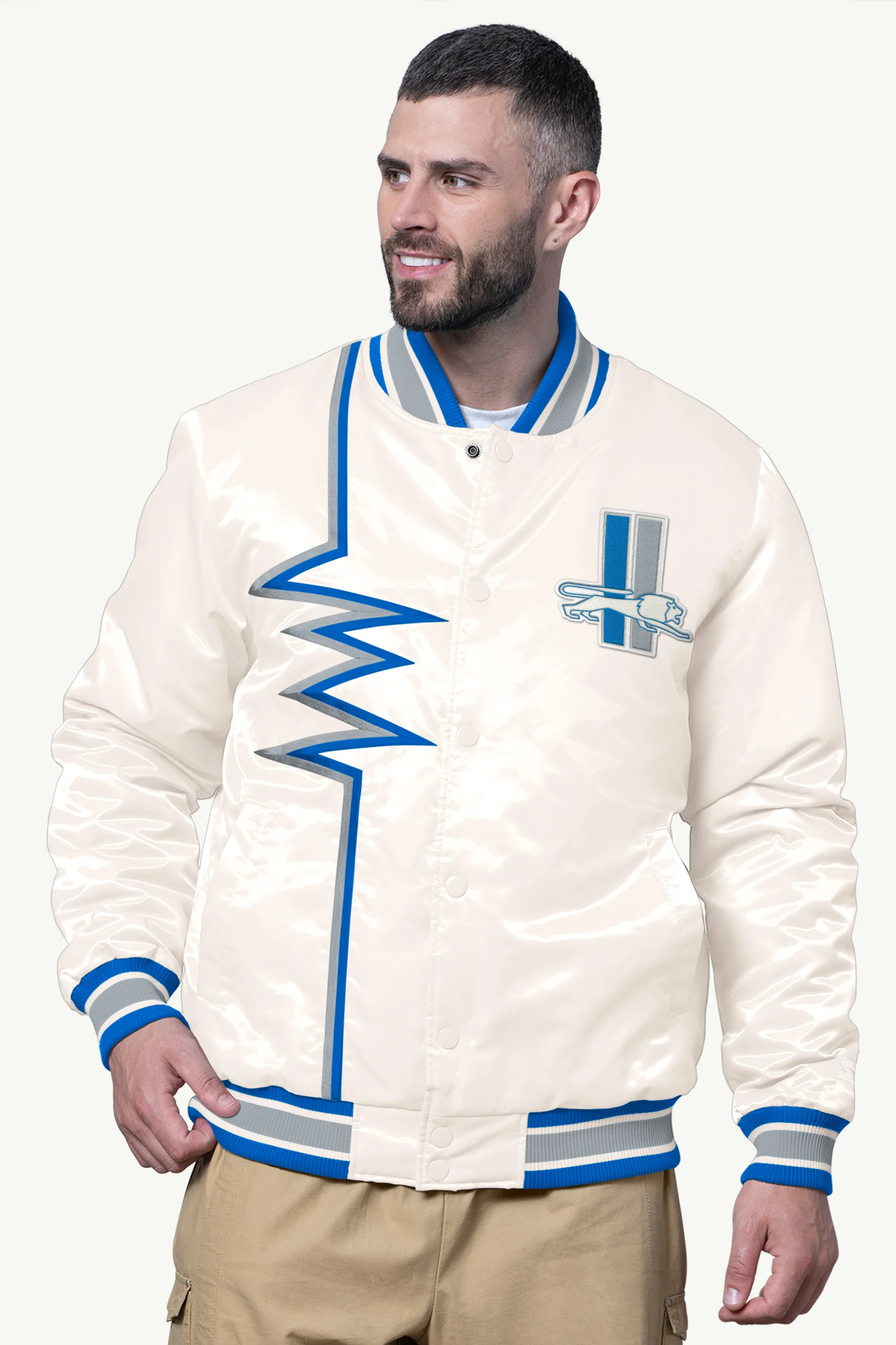 MENS DETROIT LIONS SHOCK WAVE SATIN JACKET