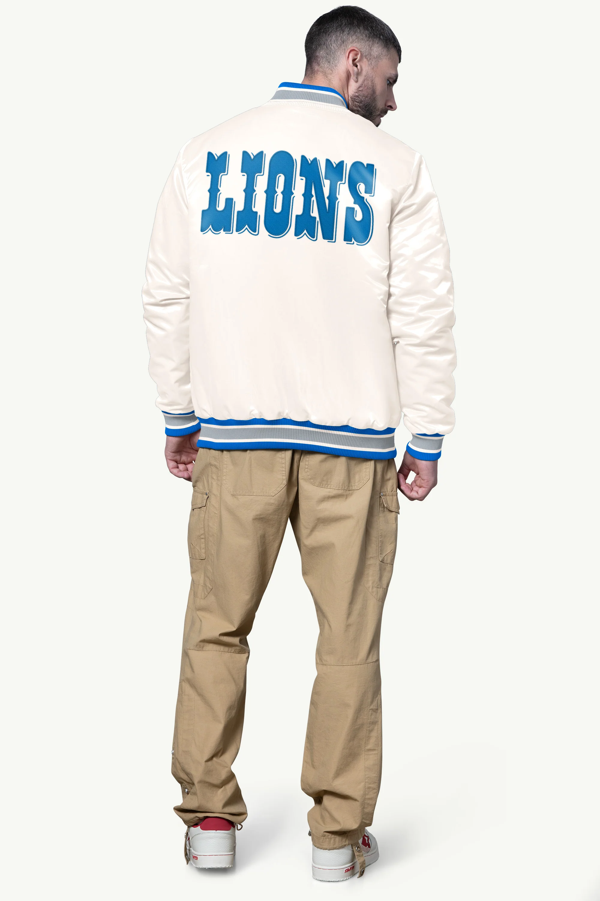 MENS DETROIT LIONS SHOCK WAVE SATIN JACKET - Image 2