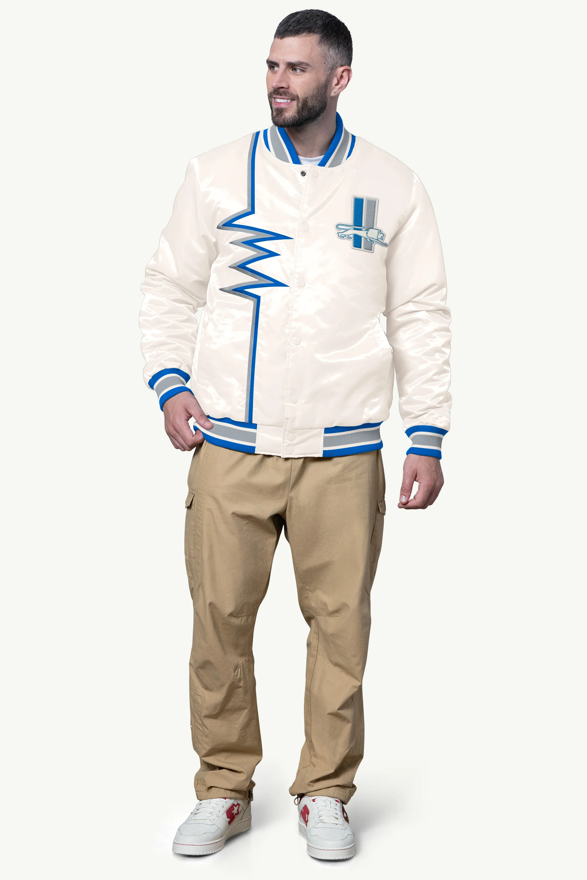 MENS DETROIT LIONS SHOCK WAVE SATIN JACKET - Image 3