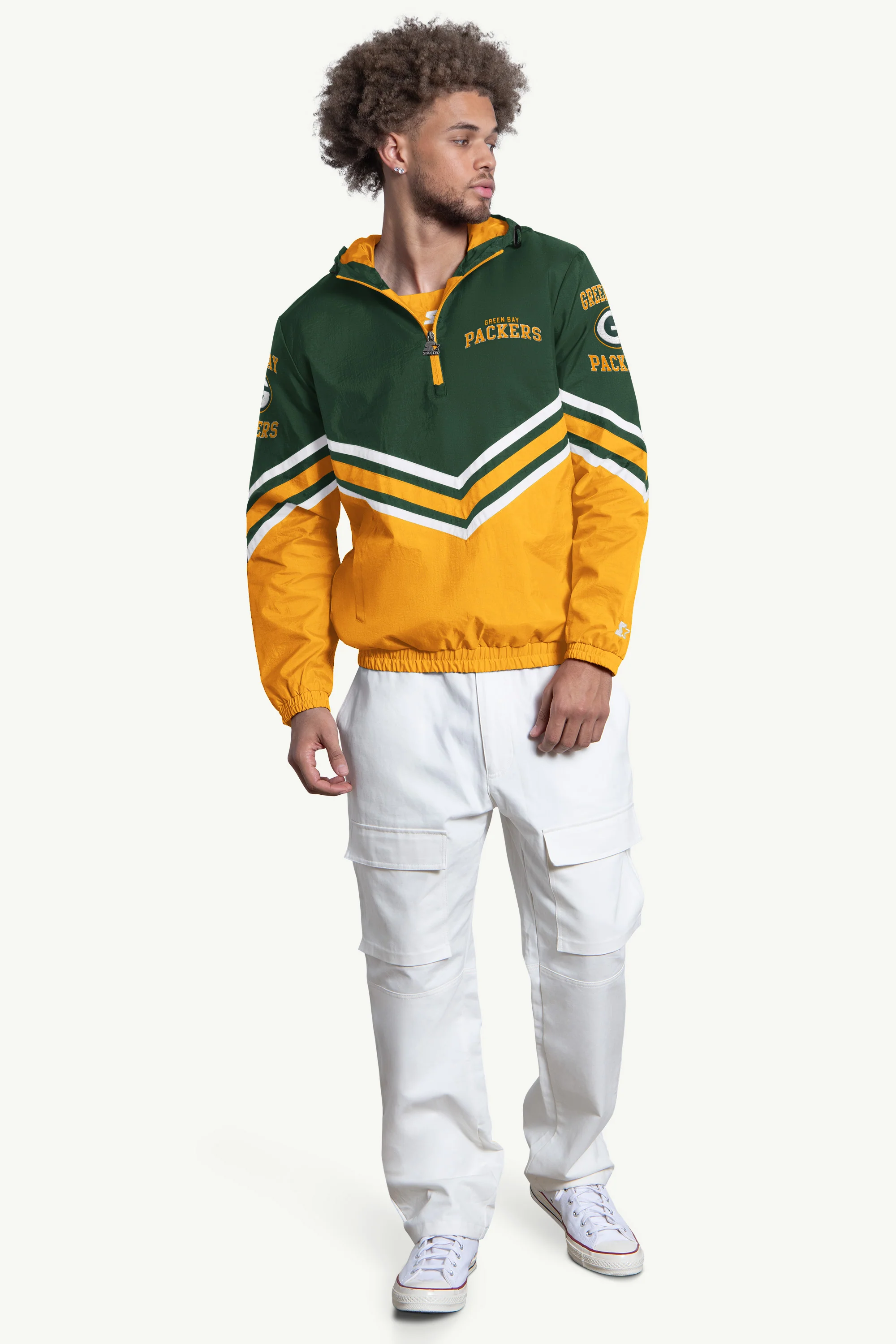 MENS GREENBAY PACKERS  FAIR PLAY HALF ZIP HOODED PULLOVER - Image 3