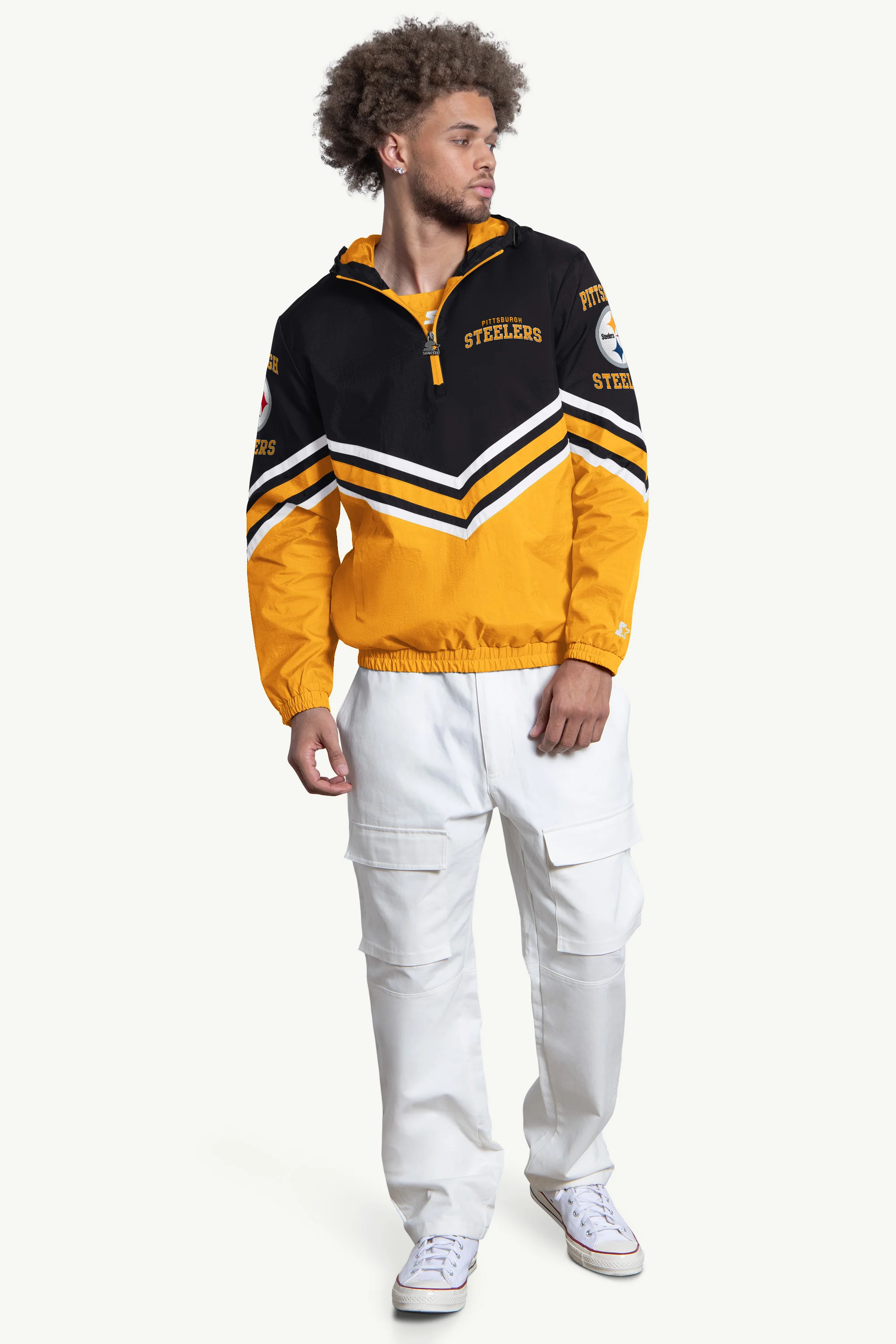 MENS PITTSBURGH STEELERS  FAIR PLAY HALF ZIP HOODED PULLOVER - Image 3