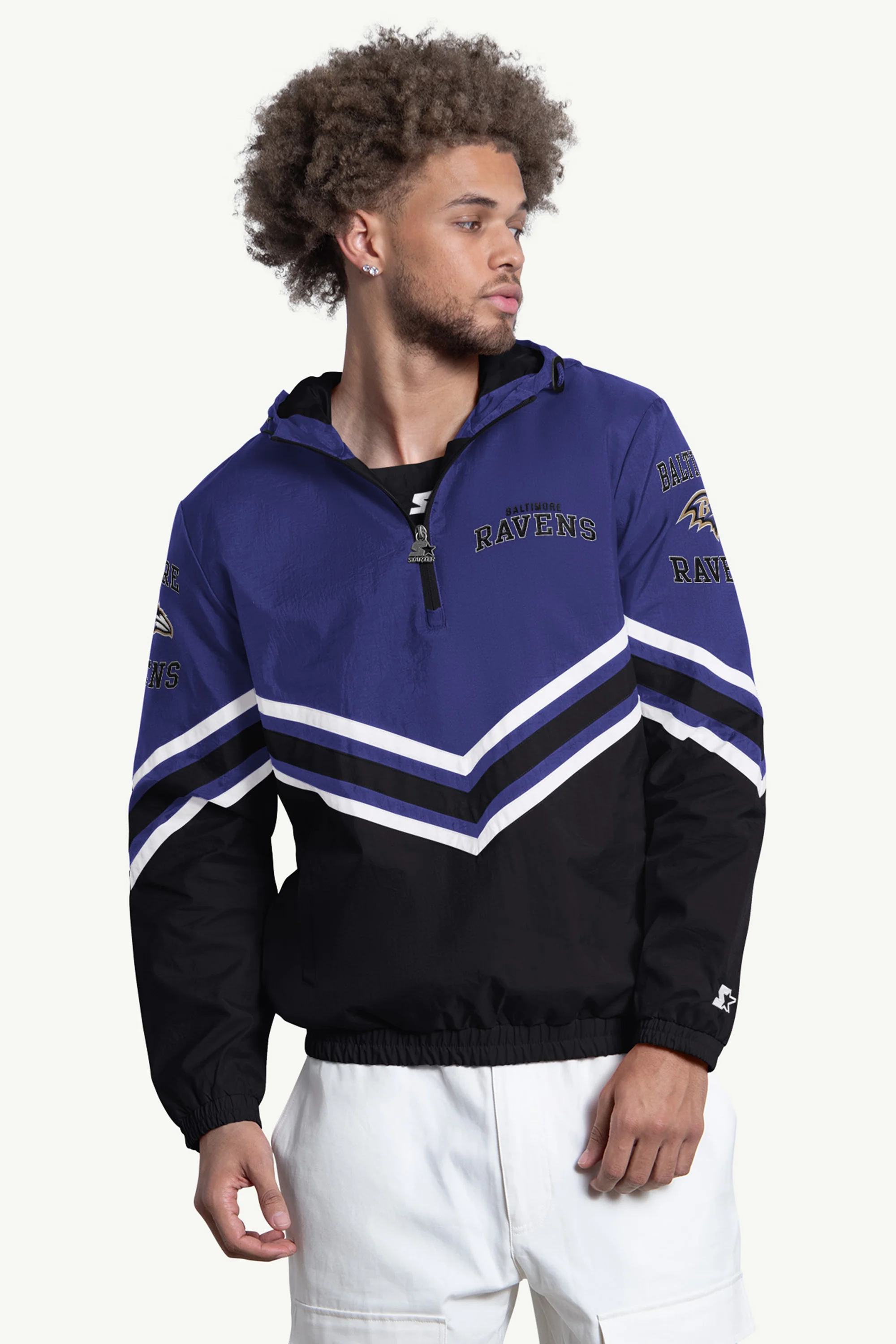 MENS BALTIMORE RAVENS  FAIR PLAY HALF ZIP HOODED PULLOVER