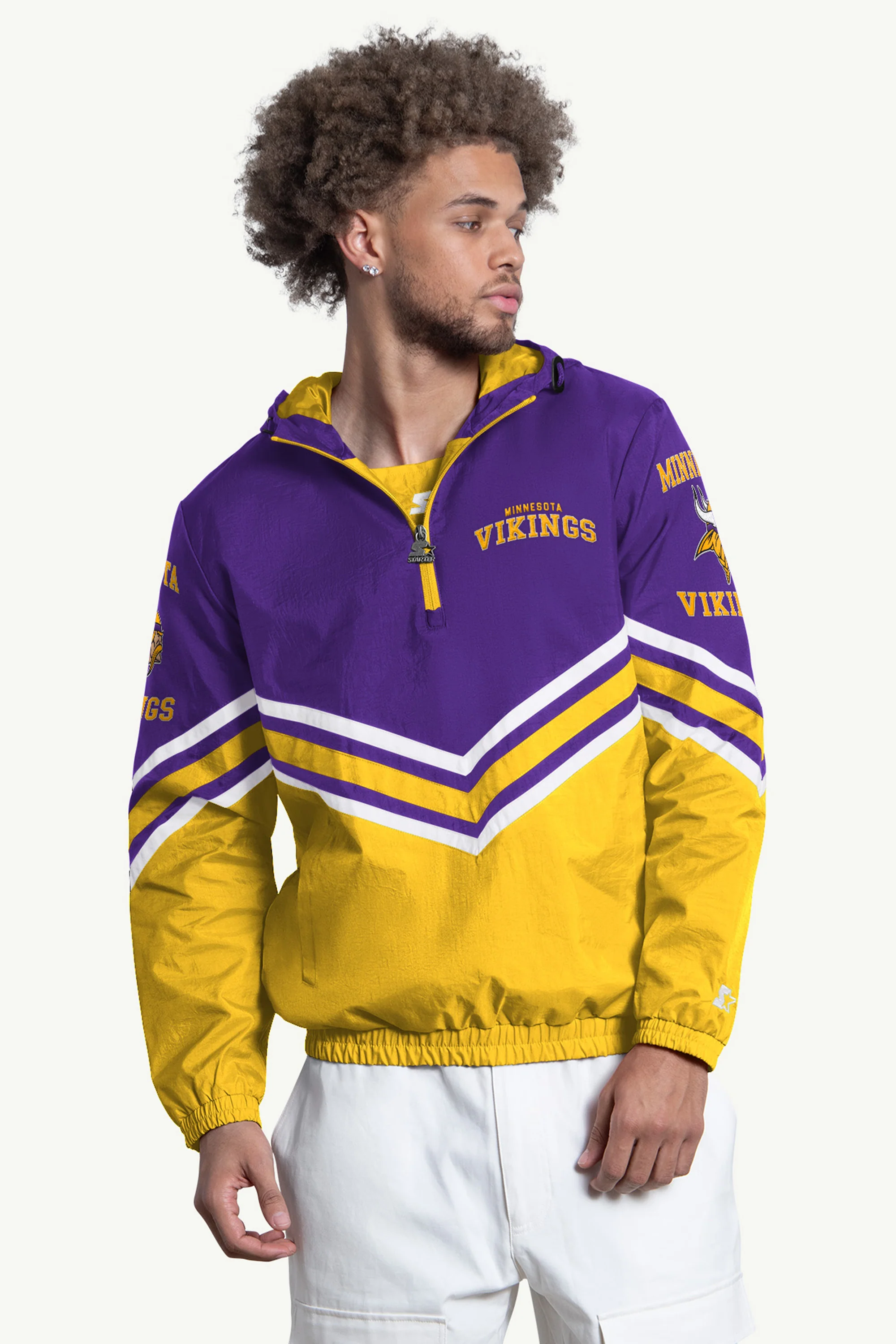 MENS MINNESOTA VIKINGS FAIR  FAIR PLAY HALF ZIP HOODED PULLOVER