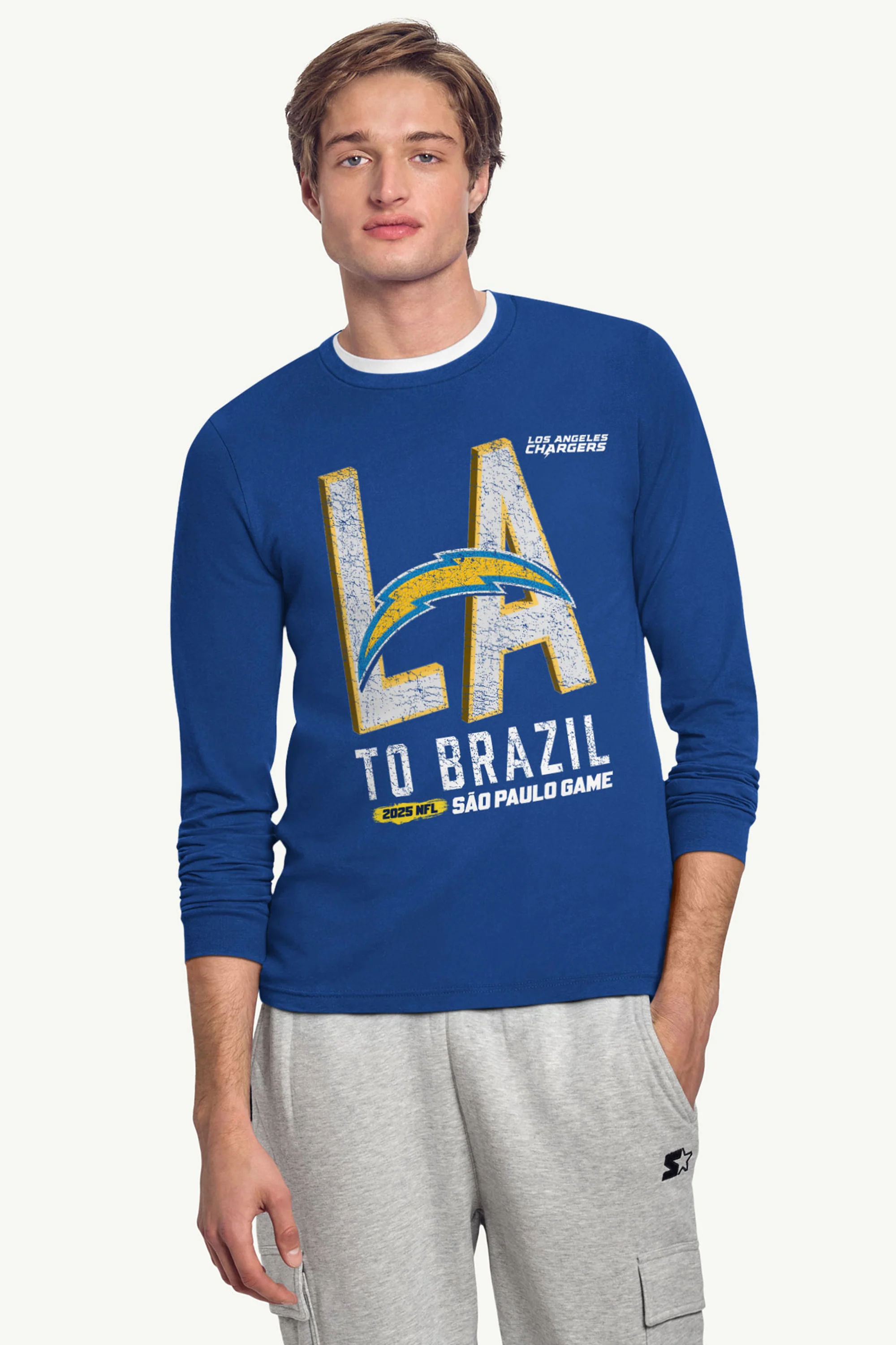 MENS LOS ANGELES CHARGERS TO BRAZIL LONG SLEEVE T SHIRT - Image 2