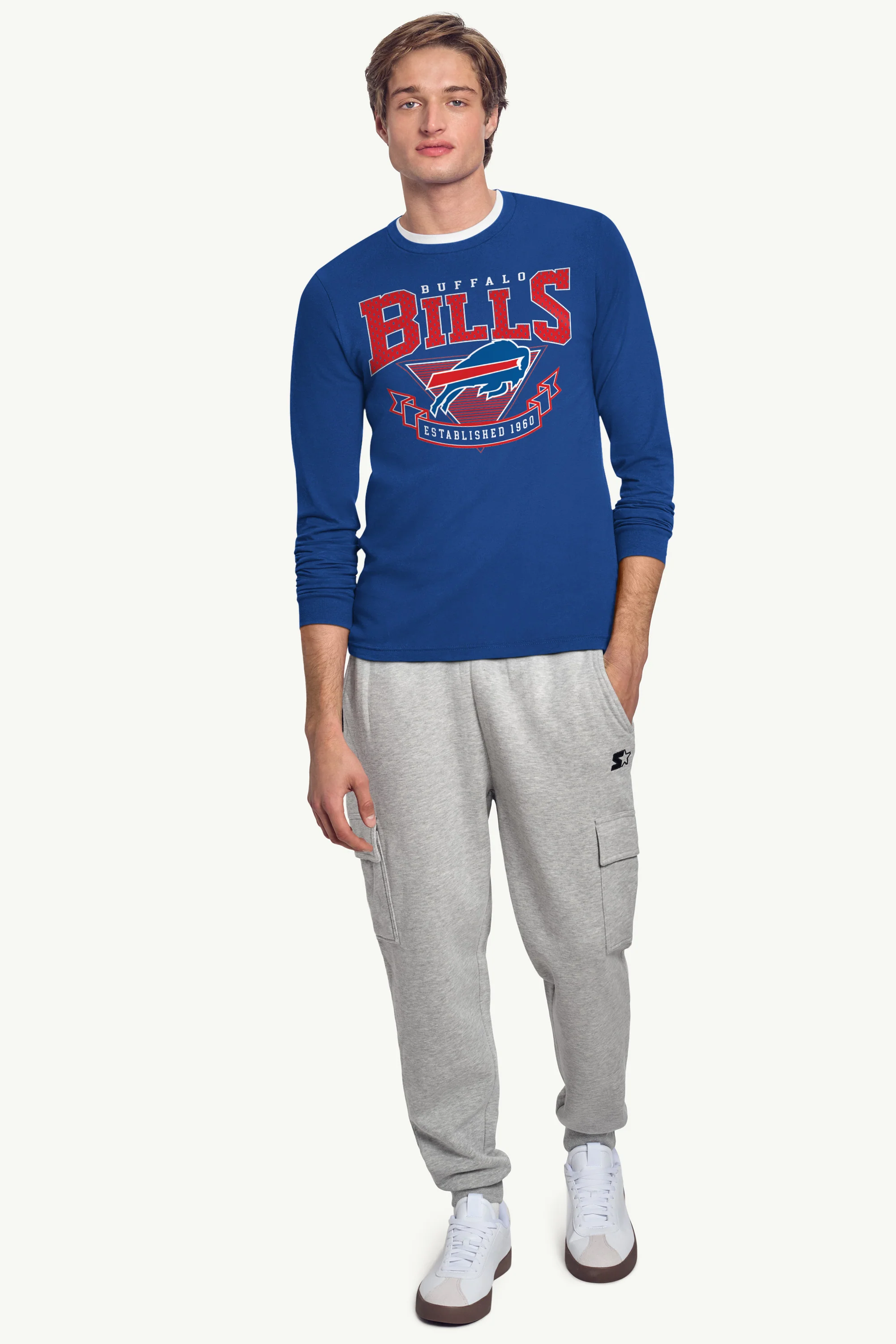 MENS BUFFALO BILLS 80's INSPIRED LONG SLEEVE T SHIRT - Image 3