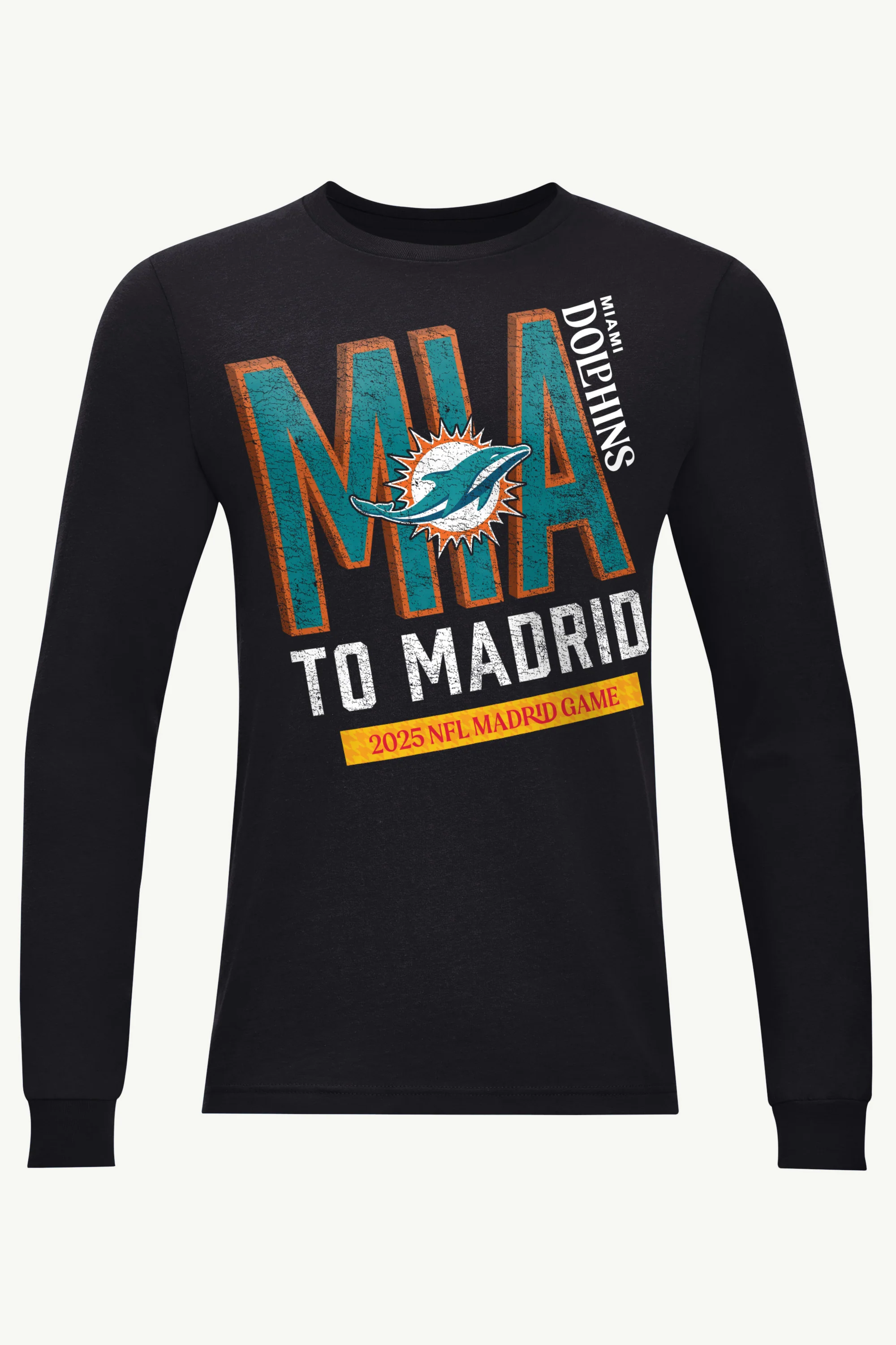 MENS MIAMI DOLPHINS TO MADRID WE GO LONG SLEEVE T SHIRT