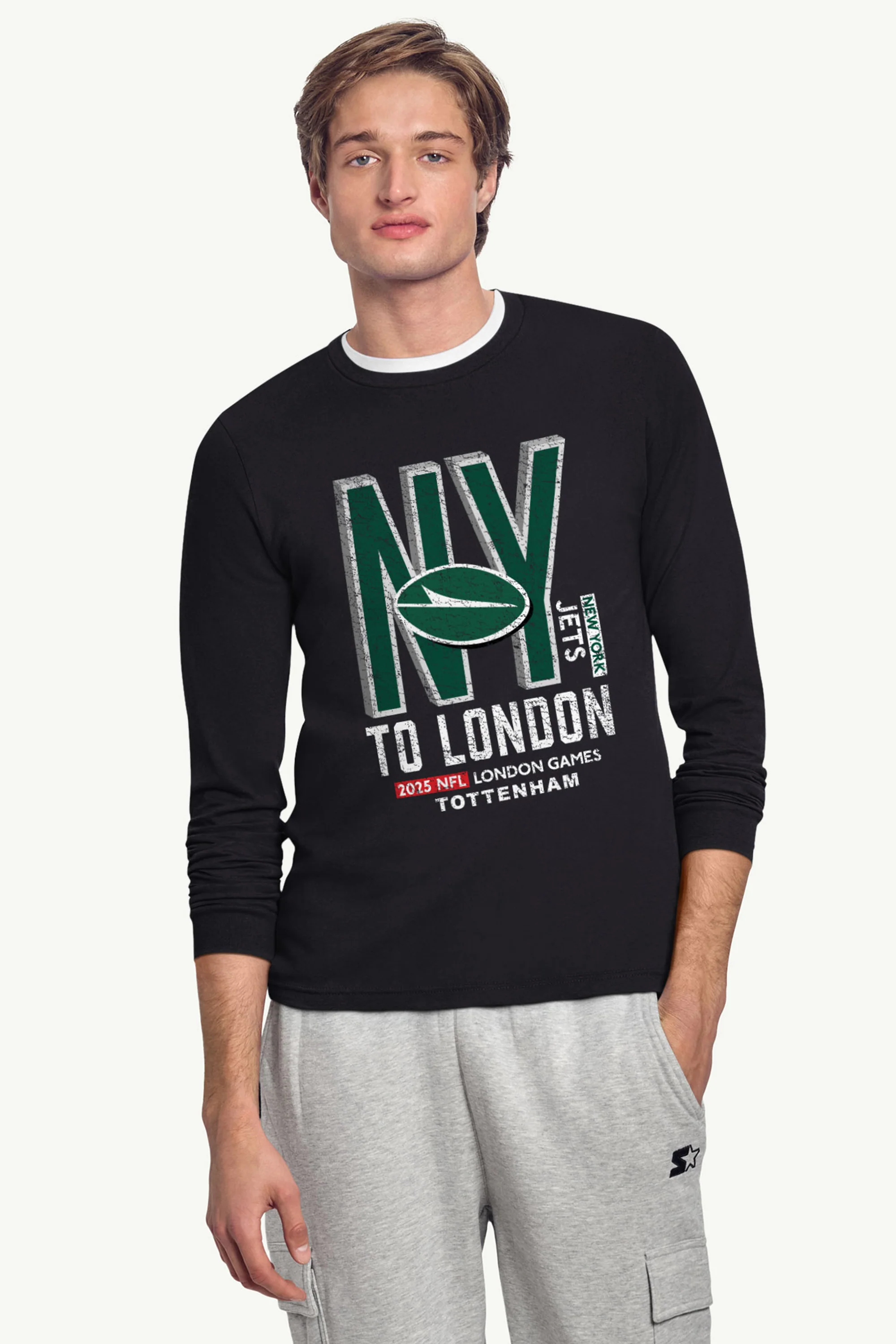 MENS NEW YORK JETS TO LONDON GAMES STADIUM LONG SLEEVE T SHIRT - Image 2