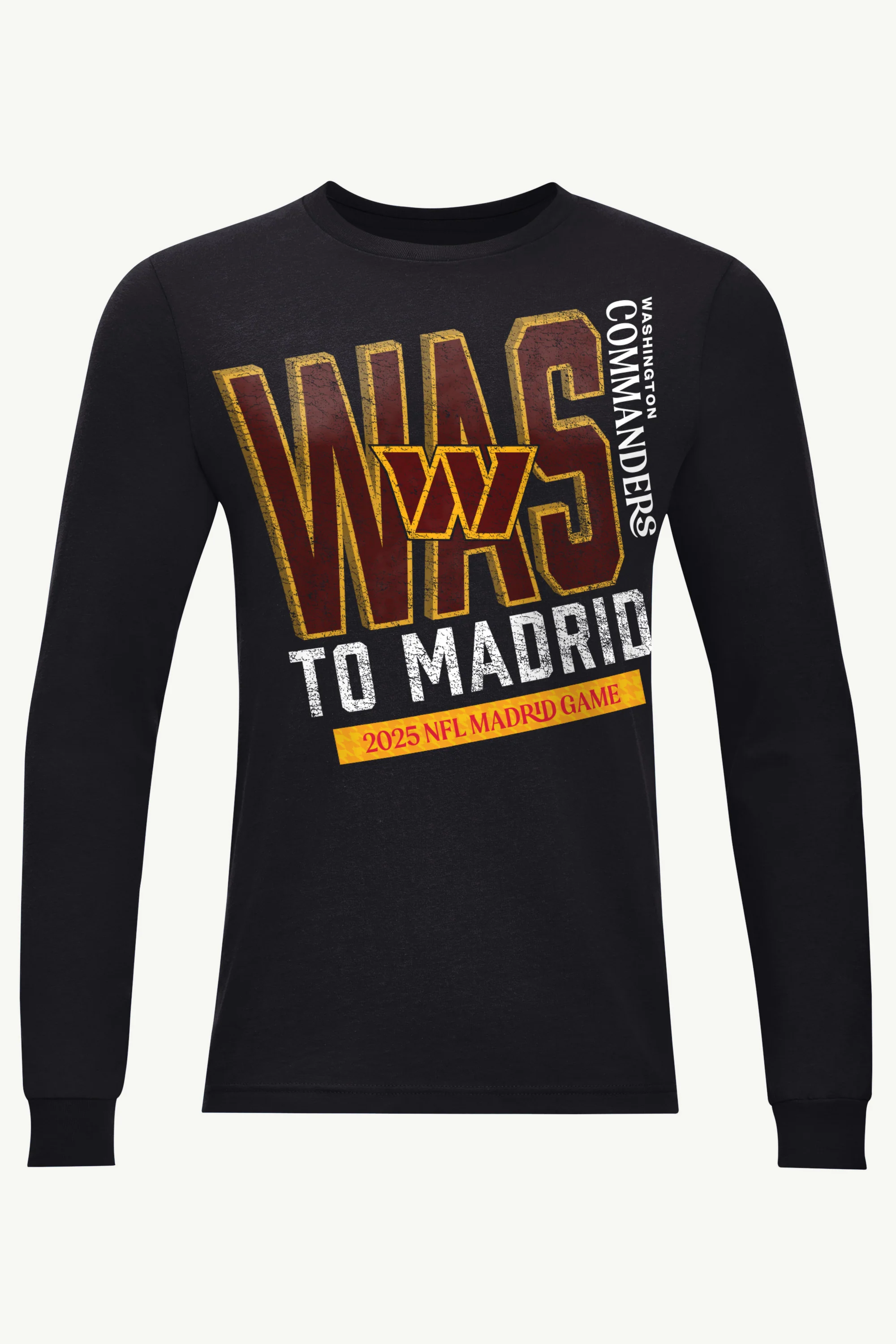 MENS WASHINGTON COMMANDERS TO MADRID WE GO LONG SLEEVE T SHIRT