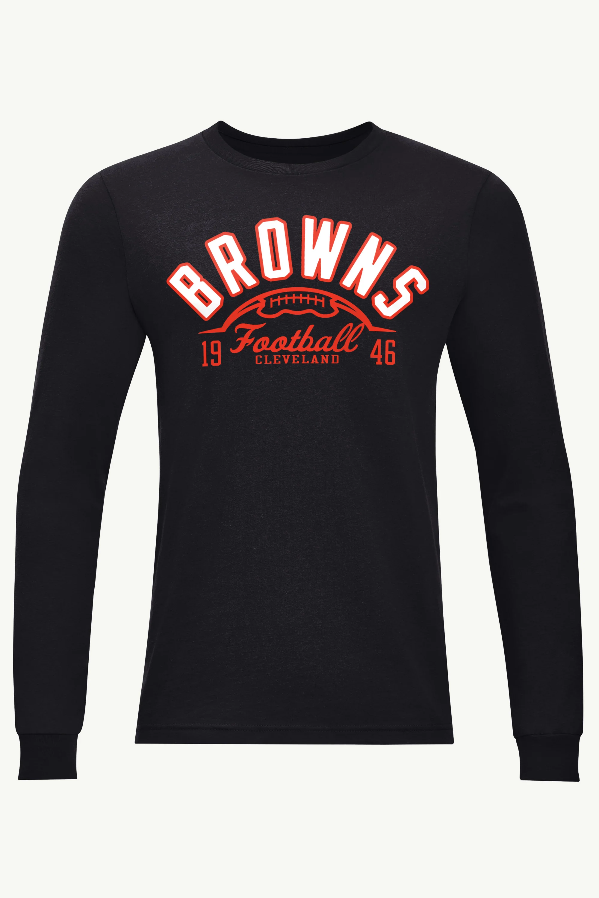 MENS CLEVELAND BROWNS HALF BALL TEAM LONG SLEEVE T SHIRT