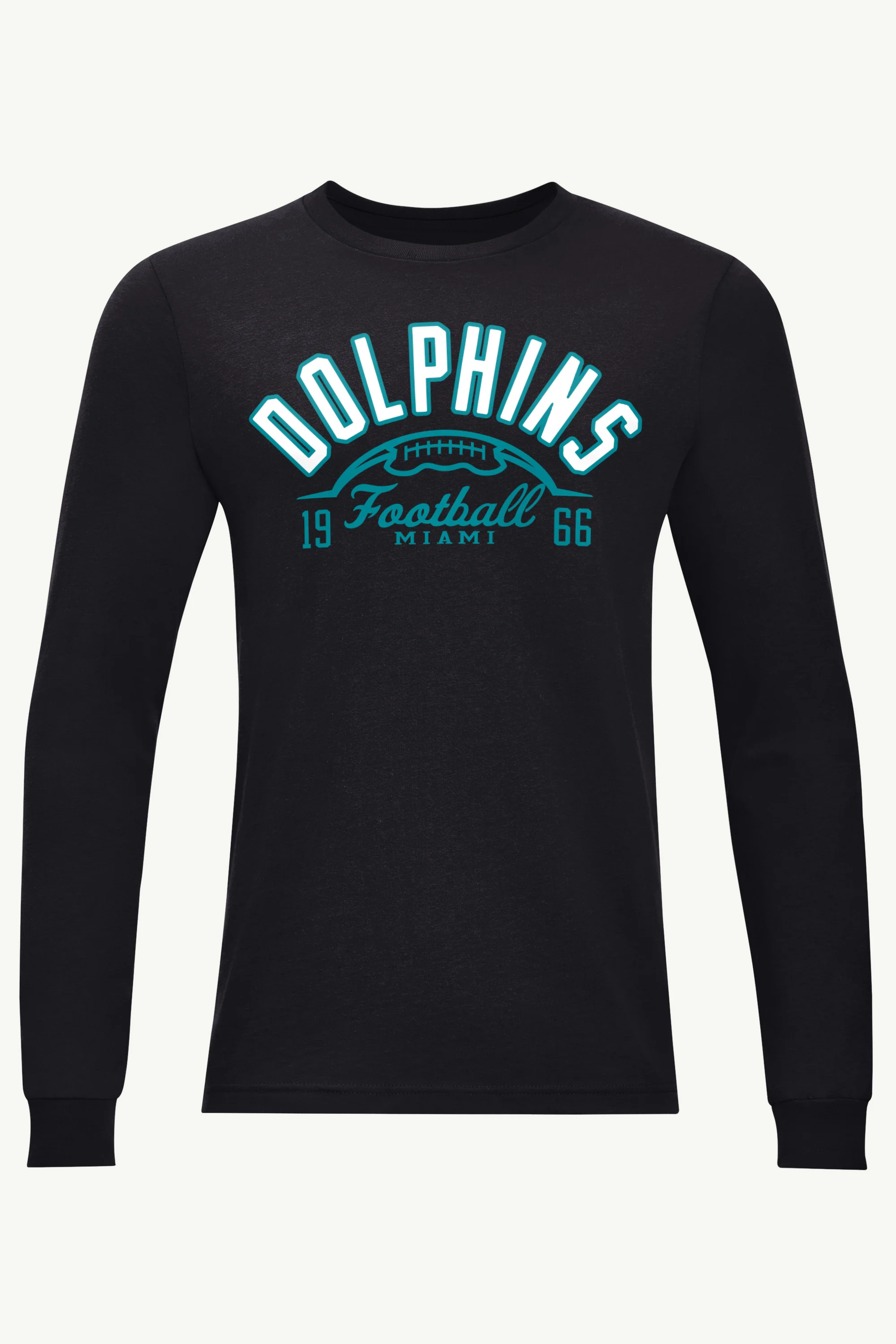 MENS MIAMI DOLPHINS HALF BALL LONG SLEEVE T SHIRT