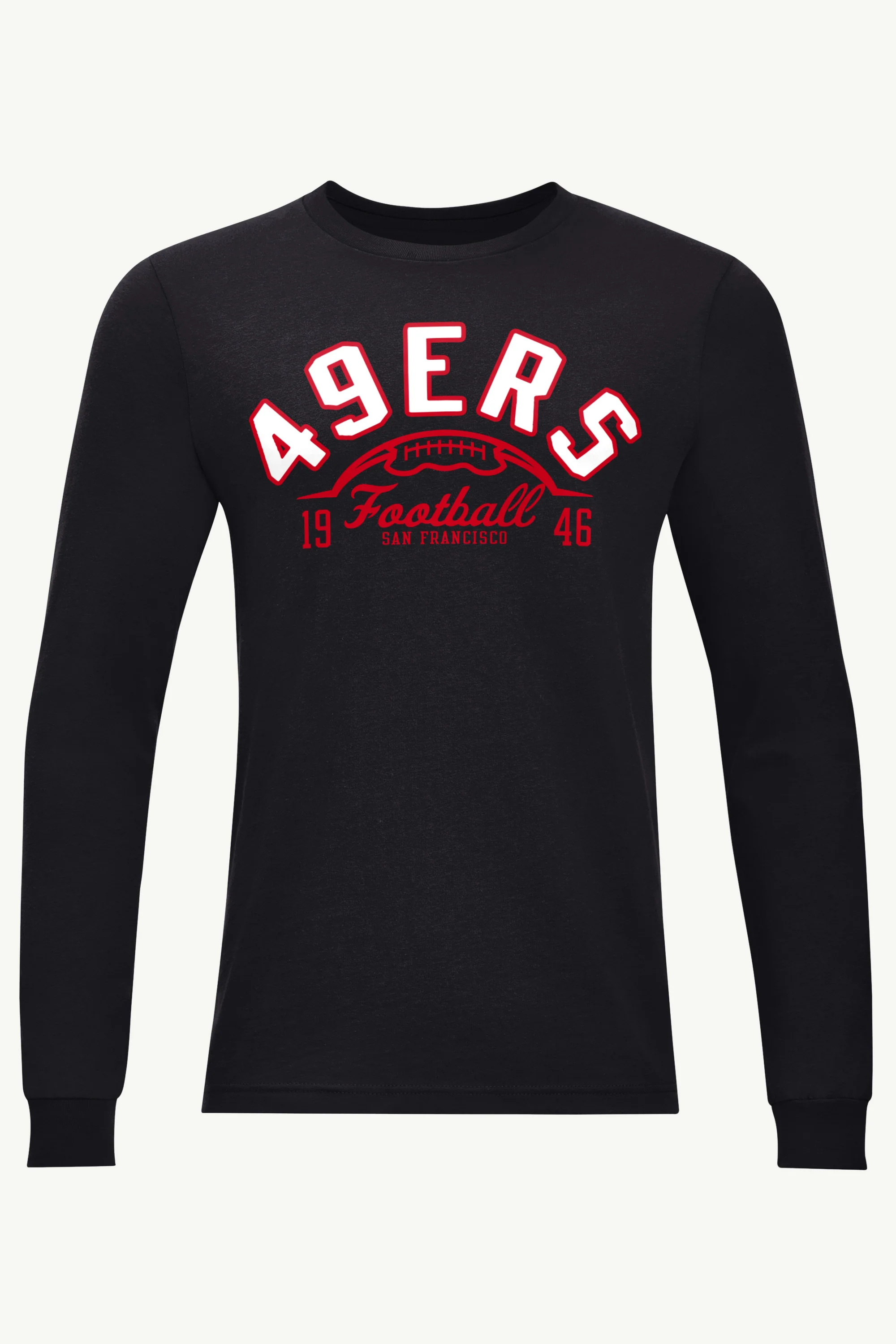 MENS SAN FRANCISCO 49ERs HALF BALL TEAM LONG SLEEVE T SHIRT