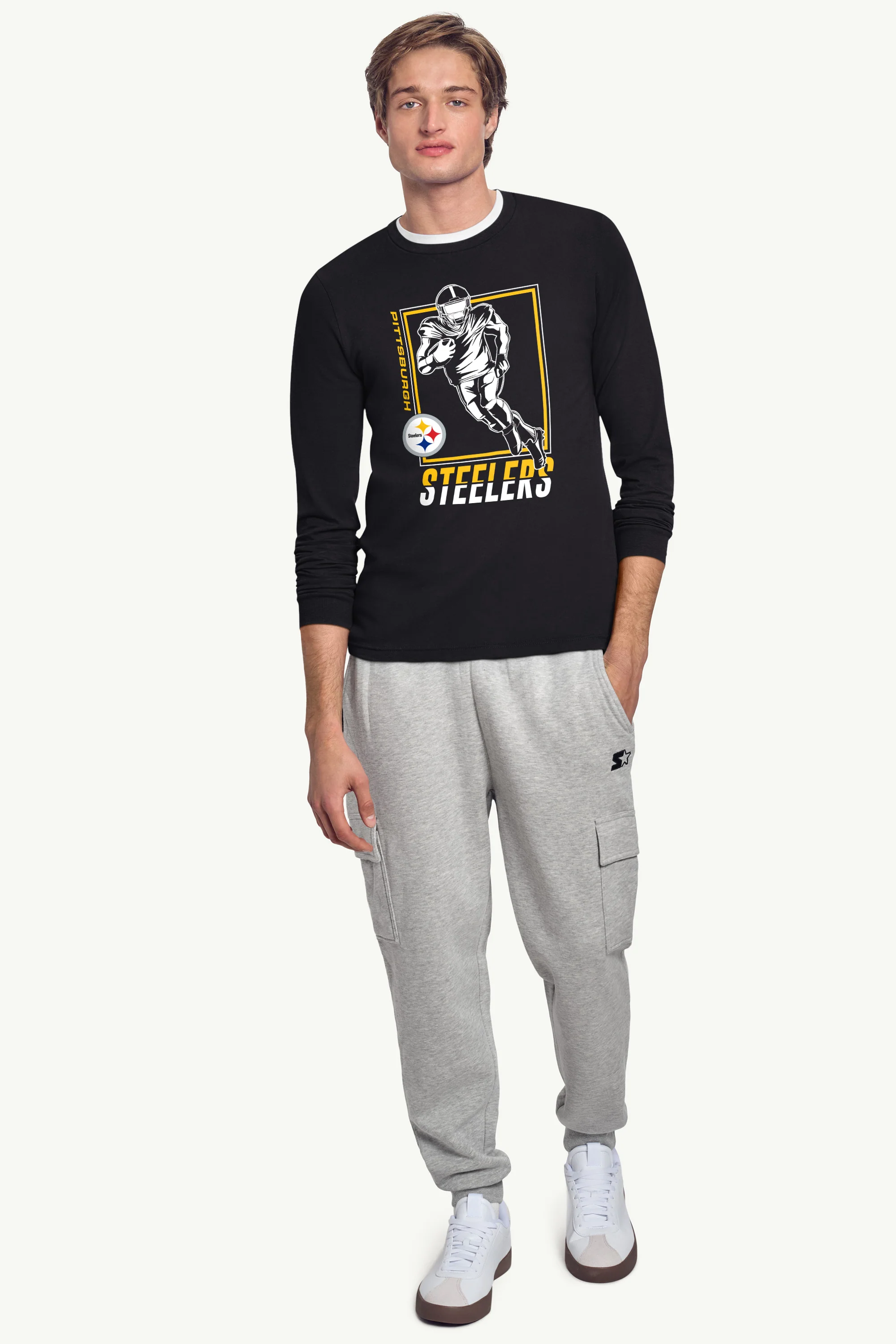 MENS PITTSBURGH STEELERS PLAYER GRID TEAM LONG SLEEVE T SHIRT - Image 3