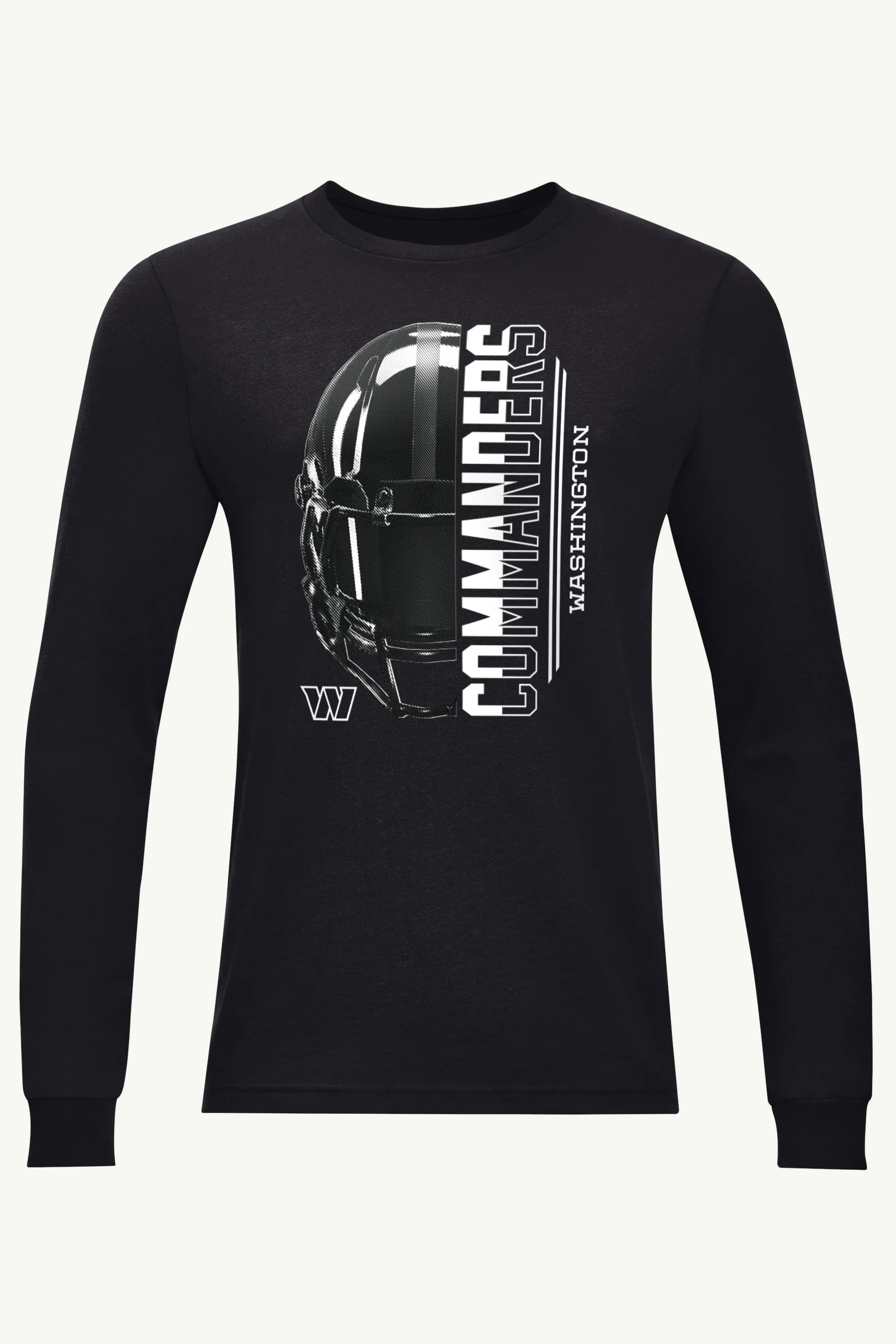 MENS WASHINGTON COMMANDERS HALF HELMET LONG SLEEVE T SHIRT