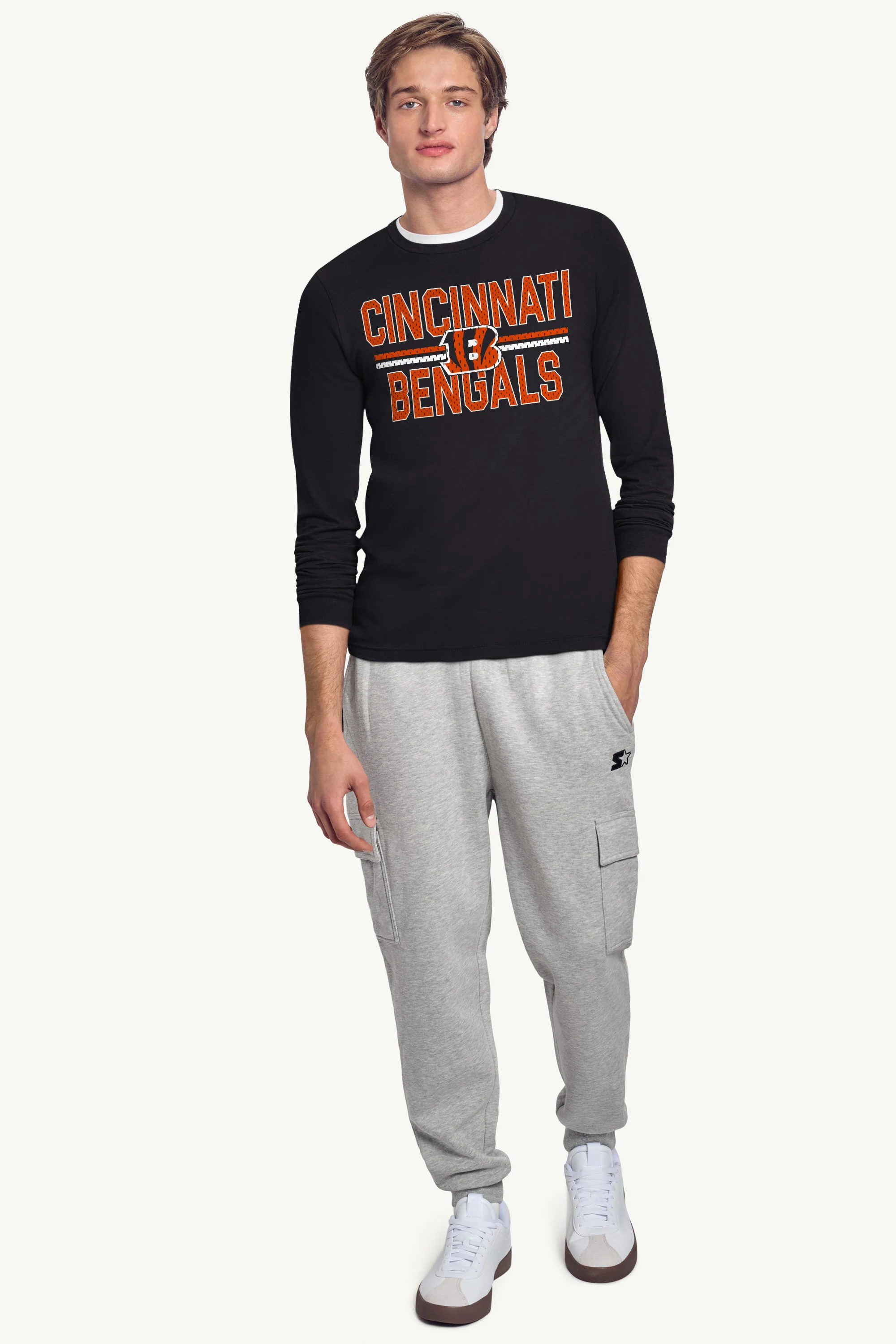 MENS CINCINNATI BENGALS MESH LOOK LONG SLEEVE T SHIRT - Image 3