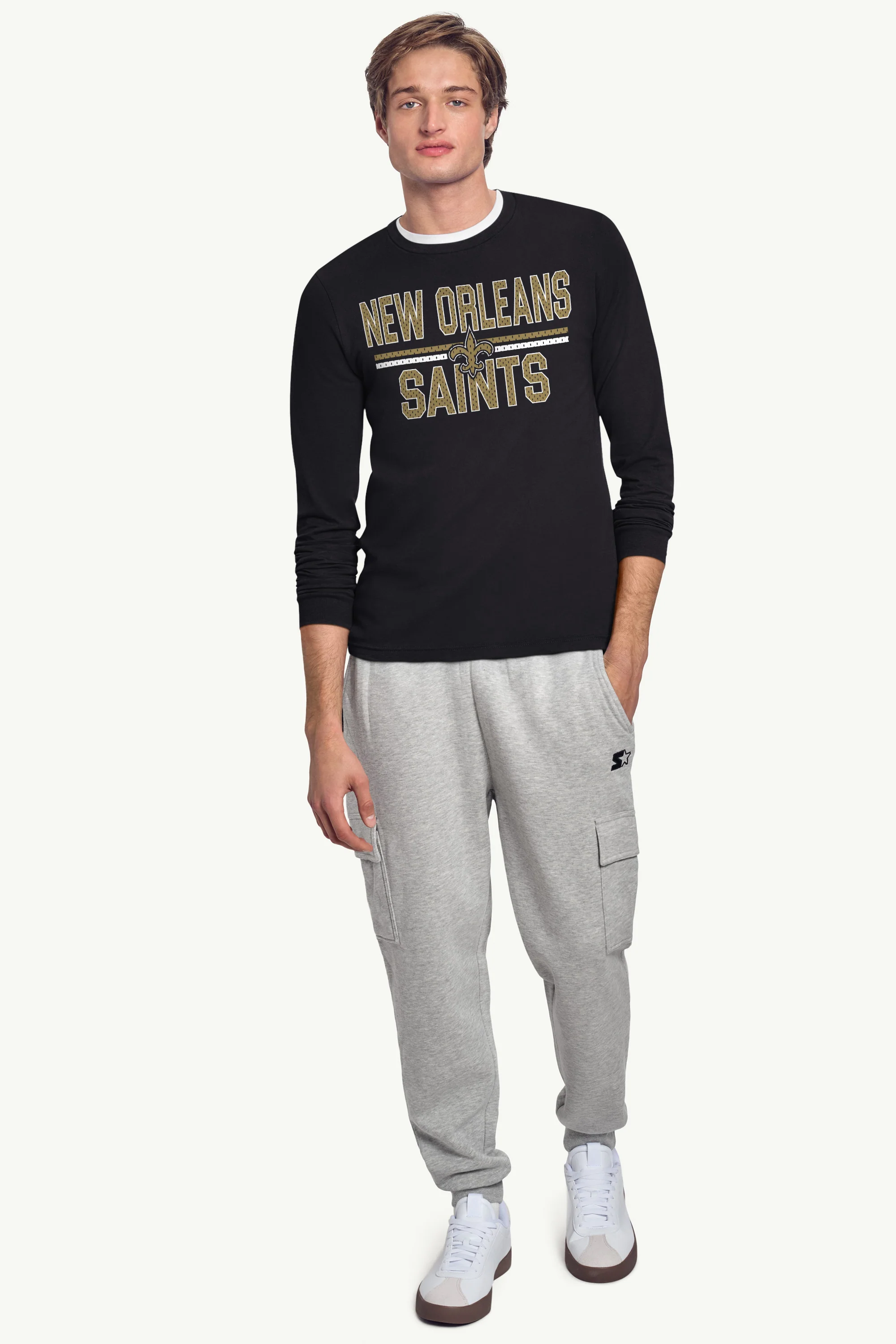 MENS NEW ORLEANS SAINTS MESH LOOK LONG SLEEVE T SHIRT - Image 3
