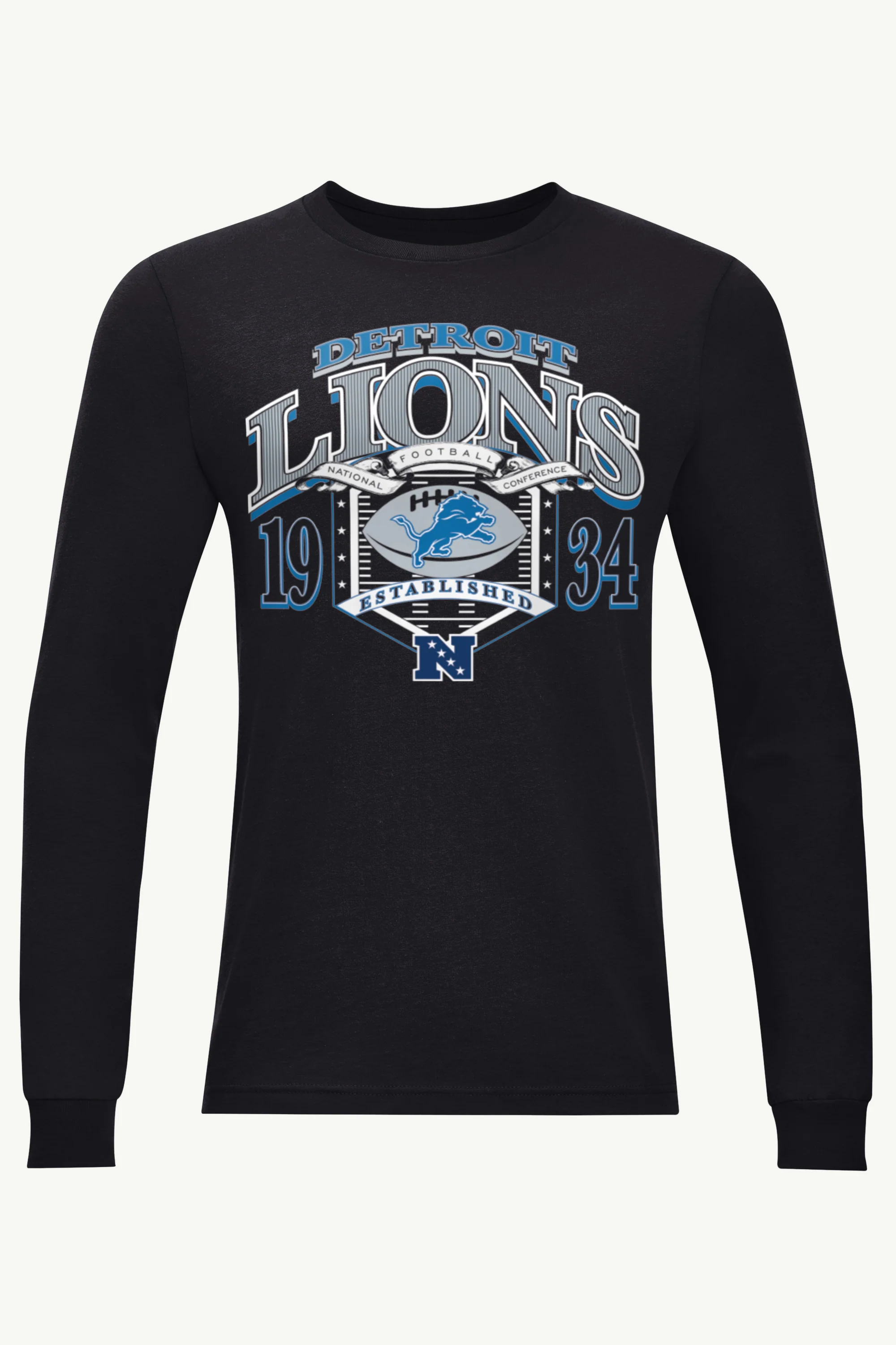 MENS DETROIT LIONS 80s INSPIRED FIELD LONG SLEEVE T SHIRT