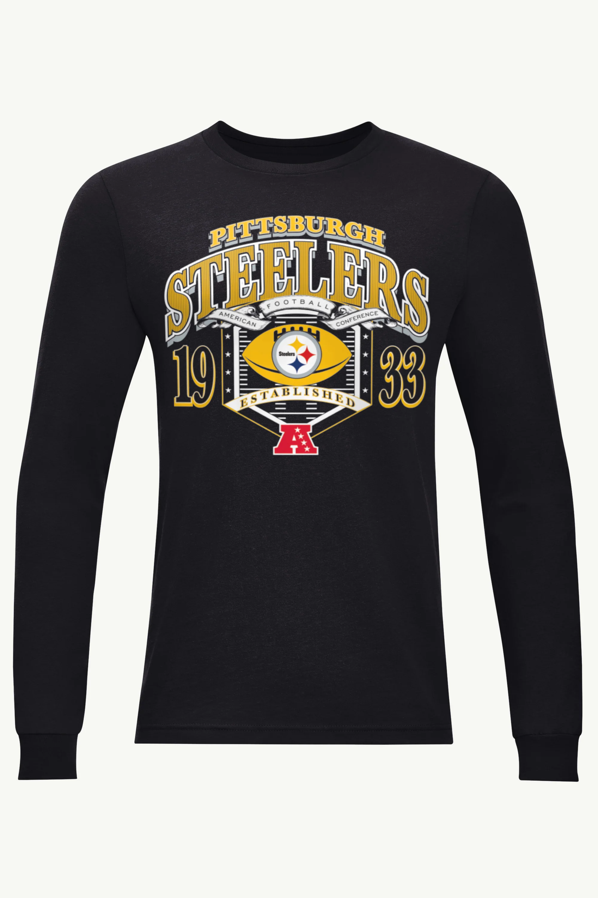 MENS PITTSBURGH STEELERS 80s INSPIRED FIELD LONG SLEEVE T SHIRT