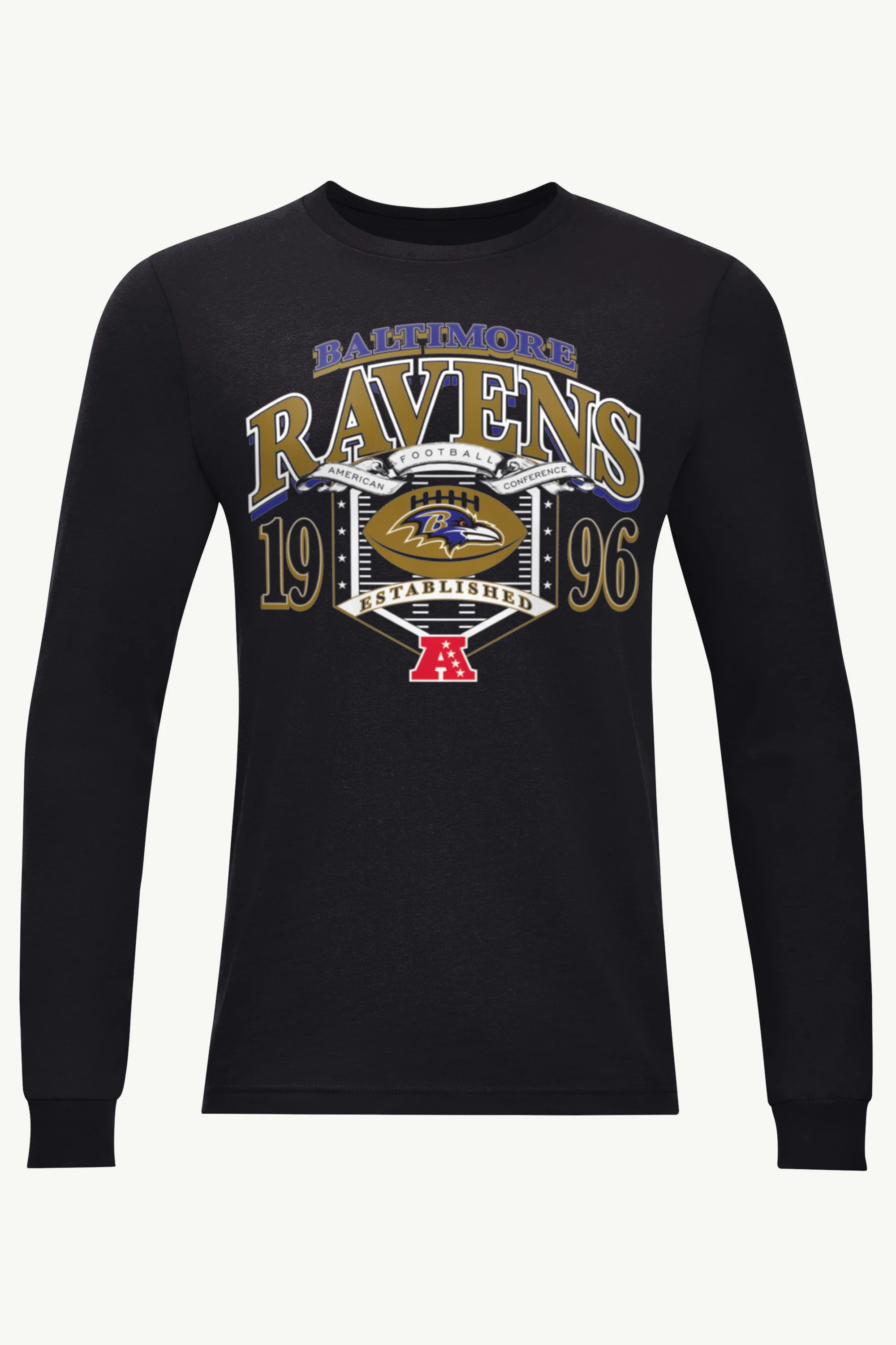 MENS BALTIMORE RAVENS 80s INSPIRED FIELD LONG SLEEVE T SHIRT