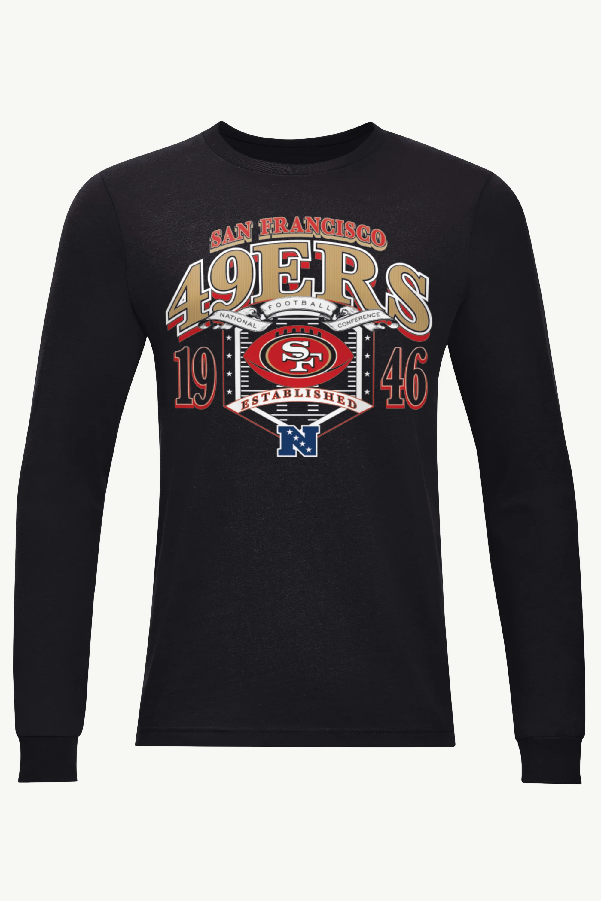 MENS SAN FRANCISCO 49ERs 80s INSPIRED FIELD LONG SLEEVE T SHIRT