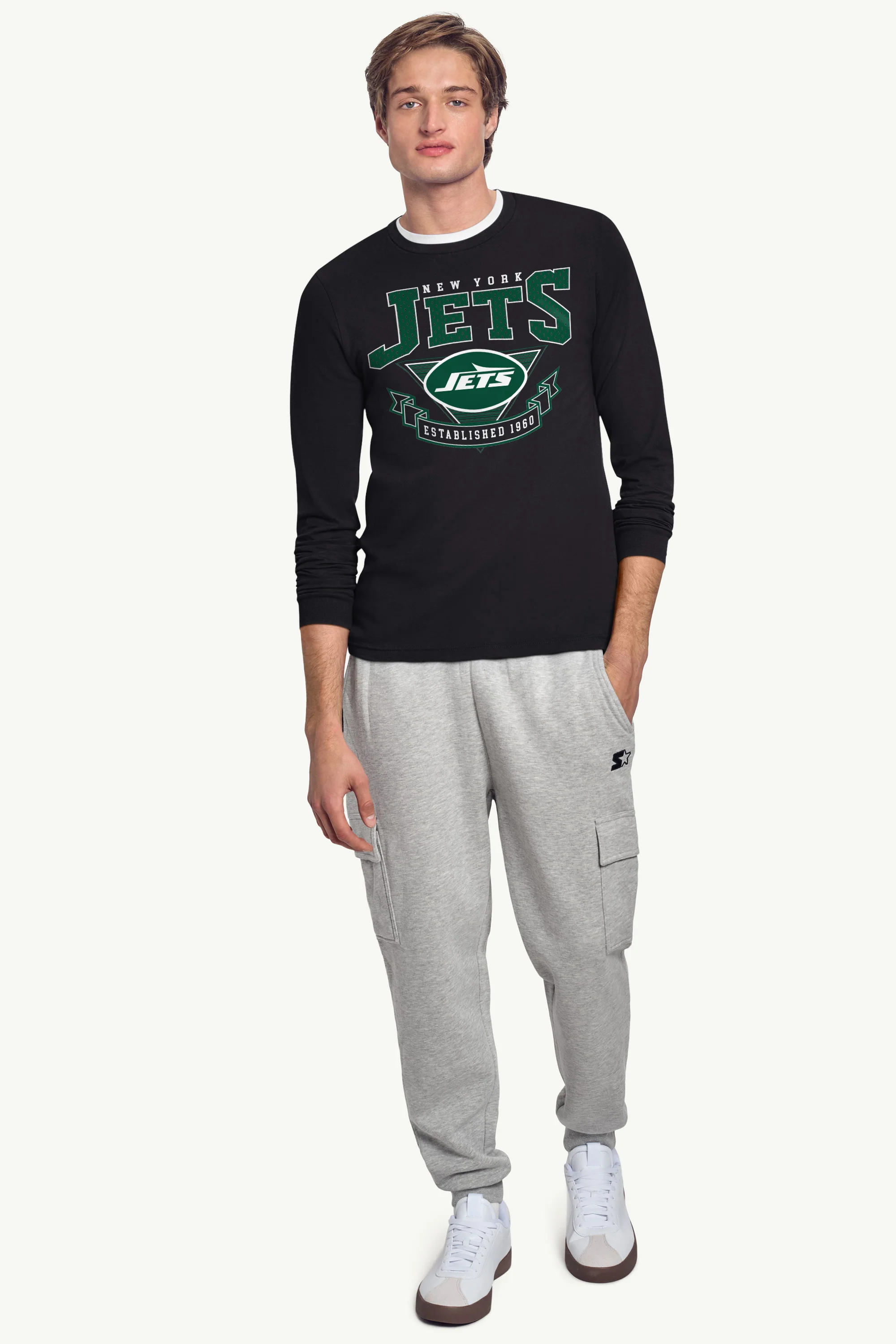 MENS NEW YORK JETS 80's INSPIRED LONG SLEEVE T SHIRT - Image 3