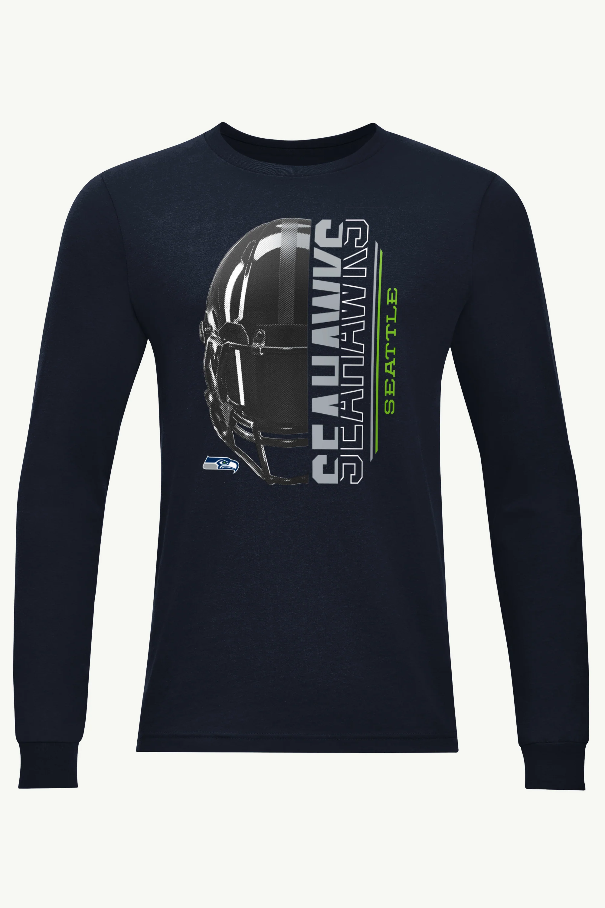 MENS SEATTLE SEAHAWKS HALF HELMET LONG SLEEVE T SHIRT