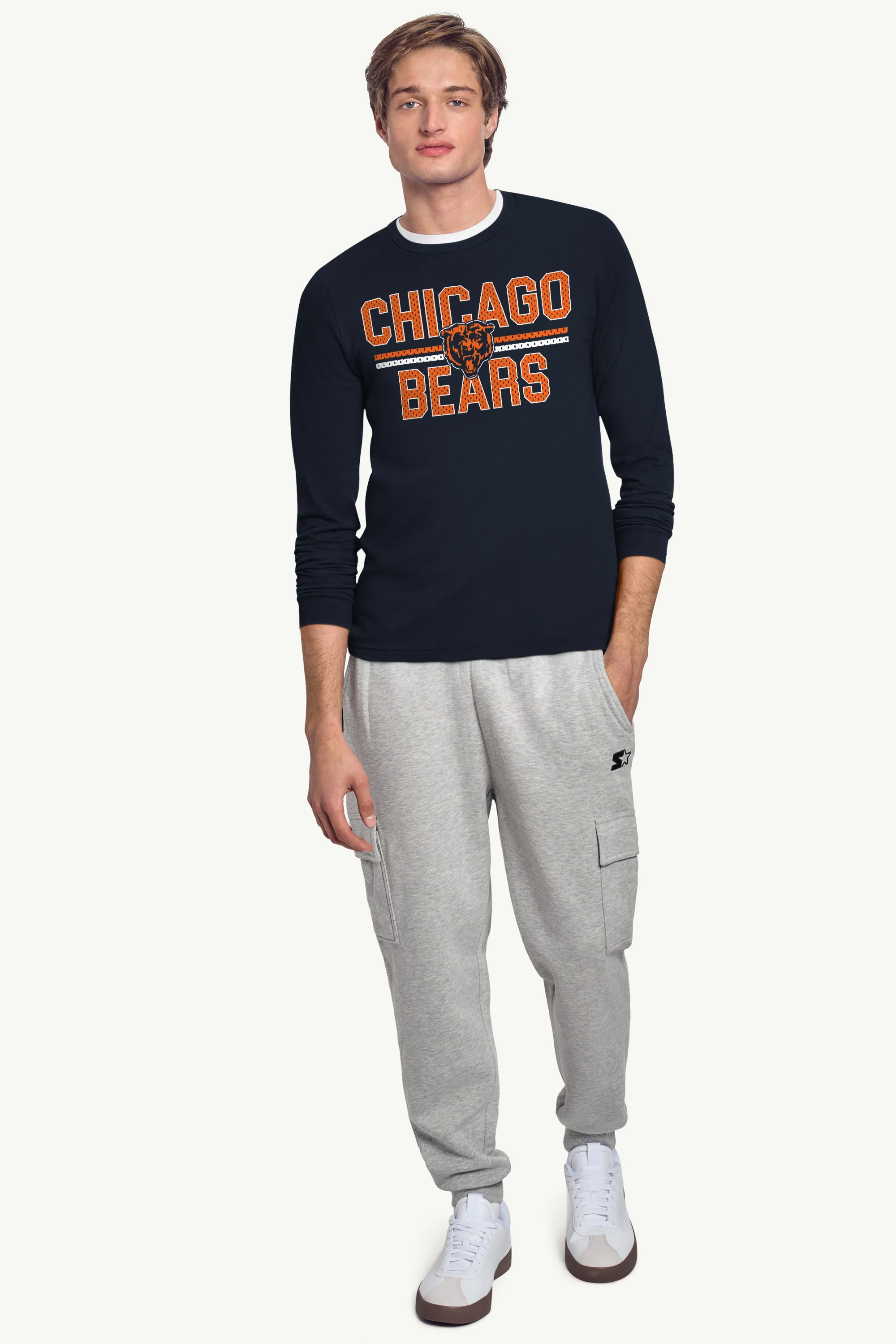 MENS CHICAGO BEARS MESH LOOK LONG SLEEVE T SHIRT - Image 3