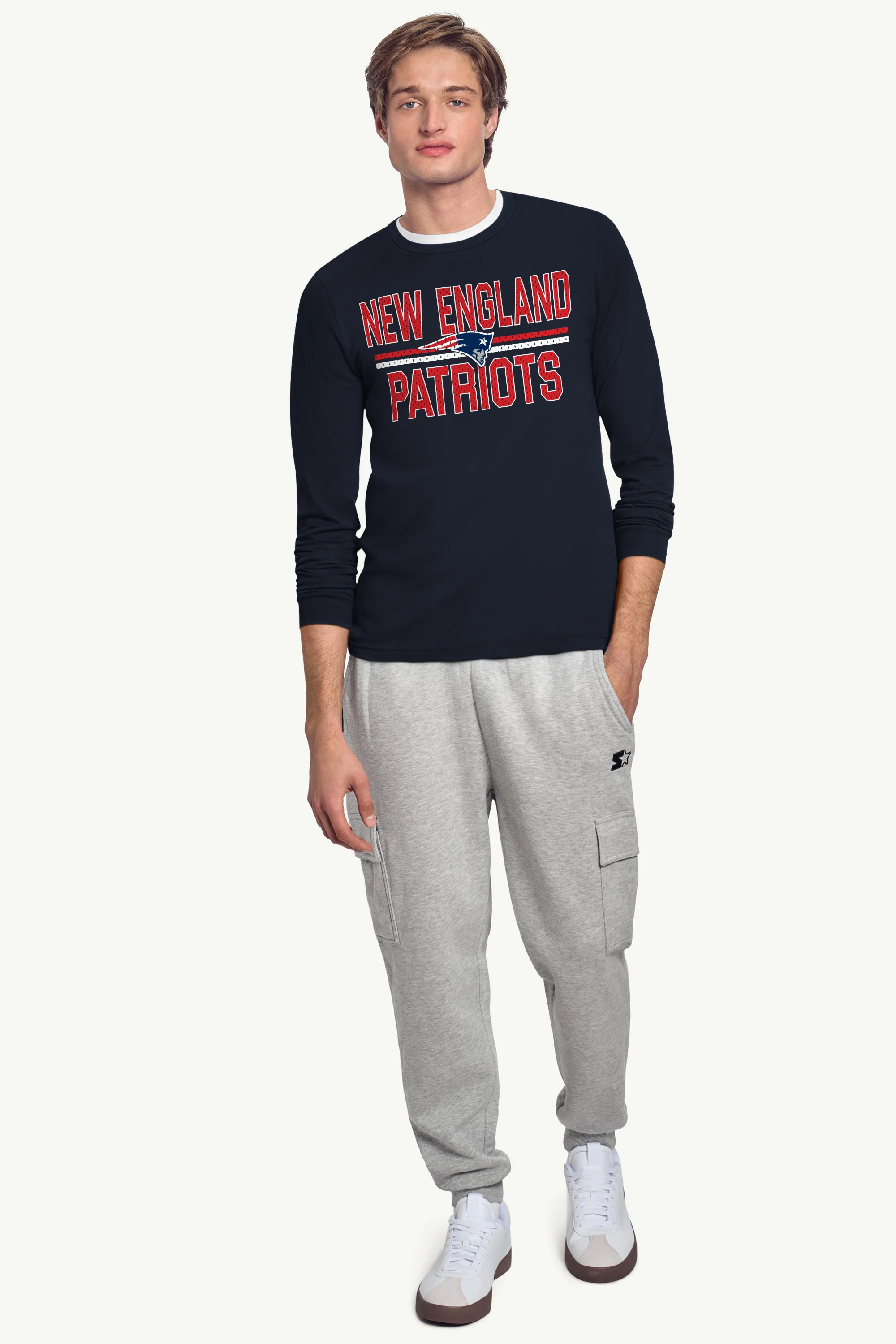 MENS NEW ENGLAND PATRIOTS MESH LOOK LONG SLEEVE T SHIRT - Image 3